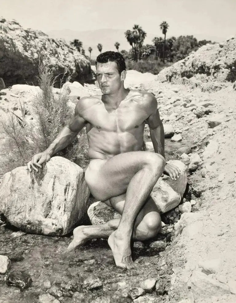 {{ product_title }} Fine Art Print | {{ product_vendor }} Jakero77 Bruce of Los Angeles Nude Male Feet Wet in Creek Homoerotic - 17" x 22" Art Print - 1780 Art Print Jakero77