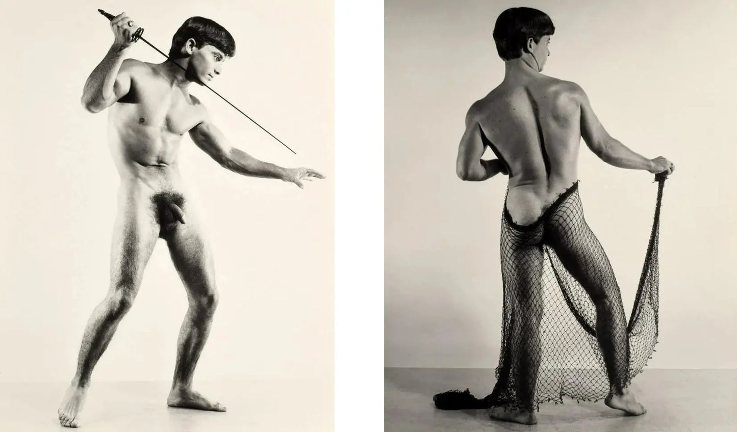 {{ product_title }} Fine Art Print | {{ product_vendor }} Jakero77 Bruce of Los Angeles Nude Male Sword Net Homoerotic Gay - 17"x22" Fine Art Print - 1909 Art Print Jakero77