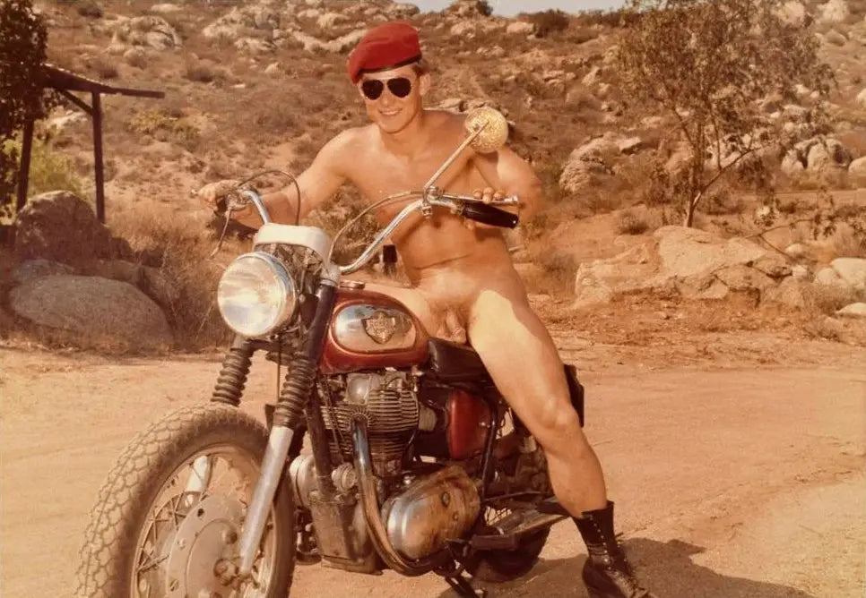 {{ product_title }} Fine Art Print | {{ product_vendor }} Jakero77 Bruce of Los Angeles Nude Male on Motorcycle Color Gay - 17" x 22" Fine Art Print - 1842 Art Print Jakero77