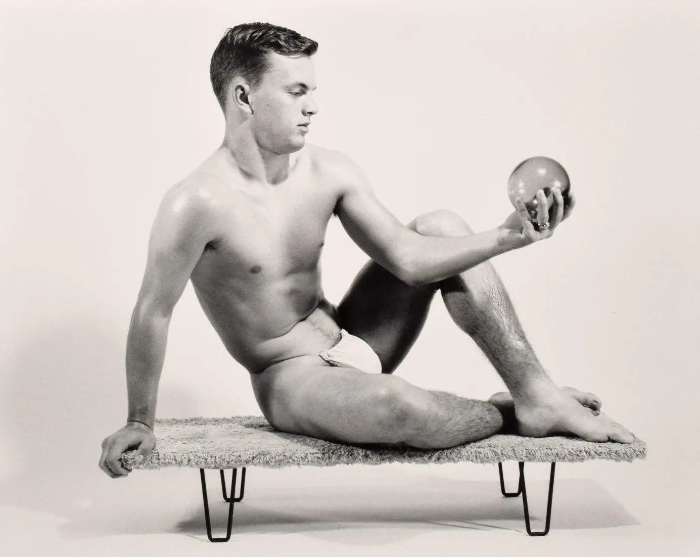 {{ product_title }} Fine Art Print | {{ product_vendor }} Jakero77 Bruce of Los Angeles Vintage Gay Nude Seated with Orb - 17" x 22" Fine Art Print - 2033 Art Print Jakero77