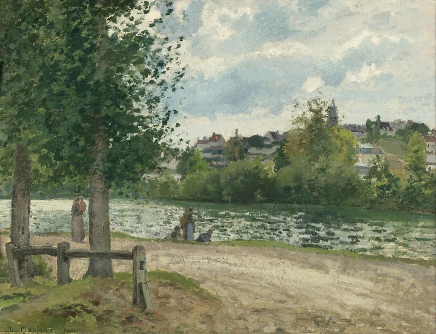 {{ product_title }} Fine Art Print | {{ product_vendor }} Jakero77 Camille Pissarro - Banks of the Oise at Pontoise (1868) Signed - 17"x22" Art Print Art Print Jakero77