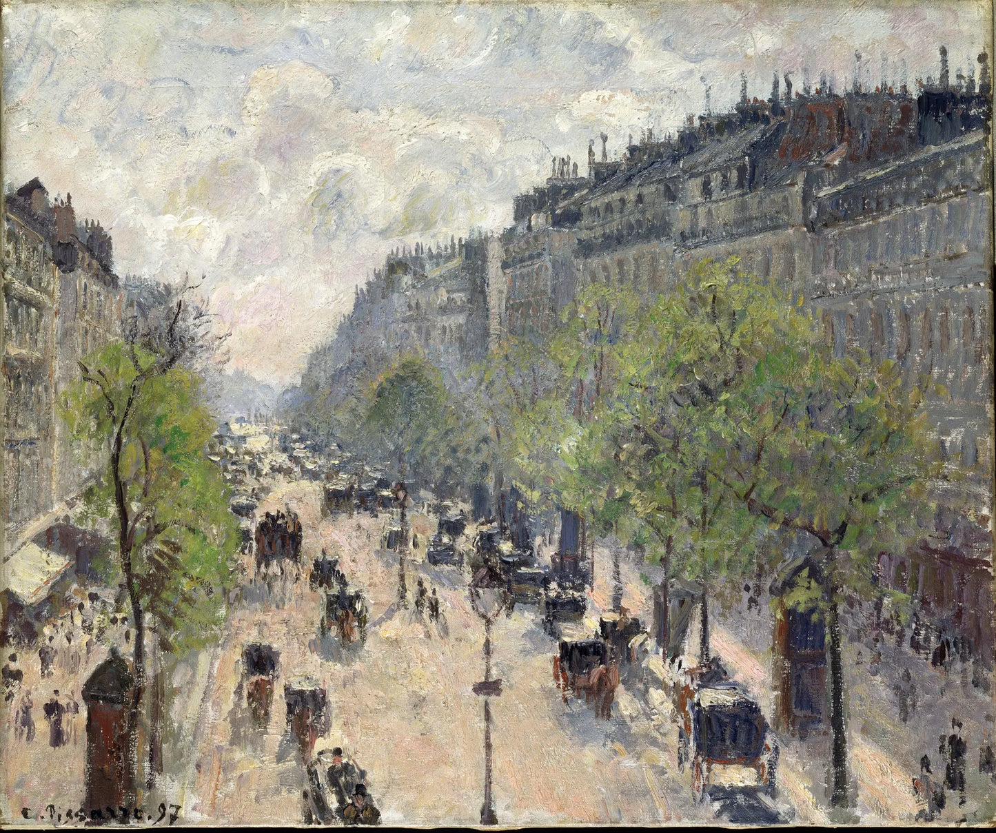 {{ product_title }} Fine Art Print | {{ product_vendor }} Jakero77 Camille Pissarro - Boulevard Montmartre Spring (1897) Signed - 17" x 22" Art Print Art Print Jakero77