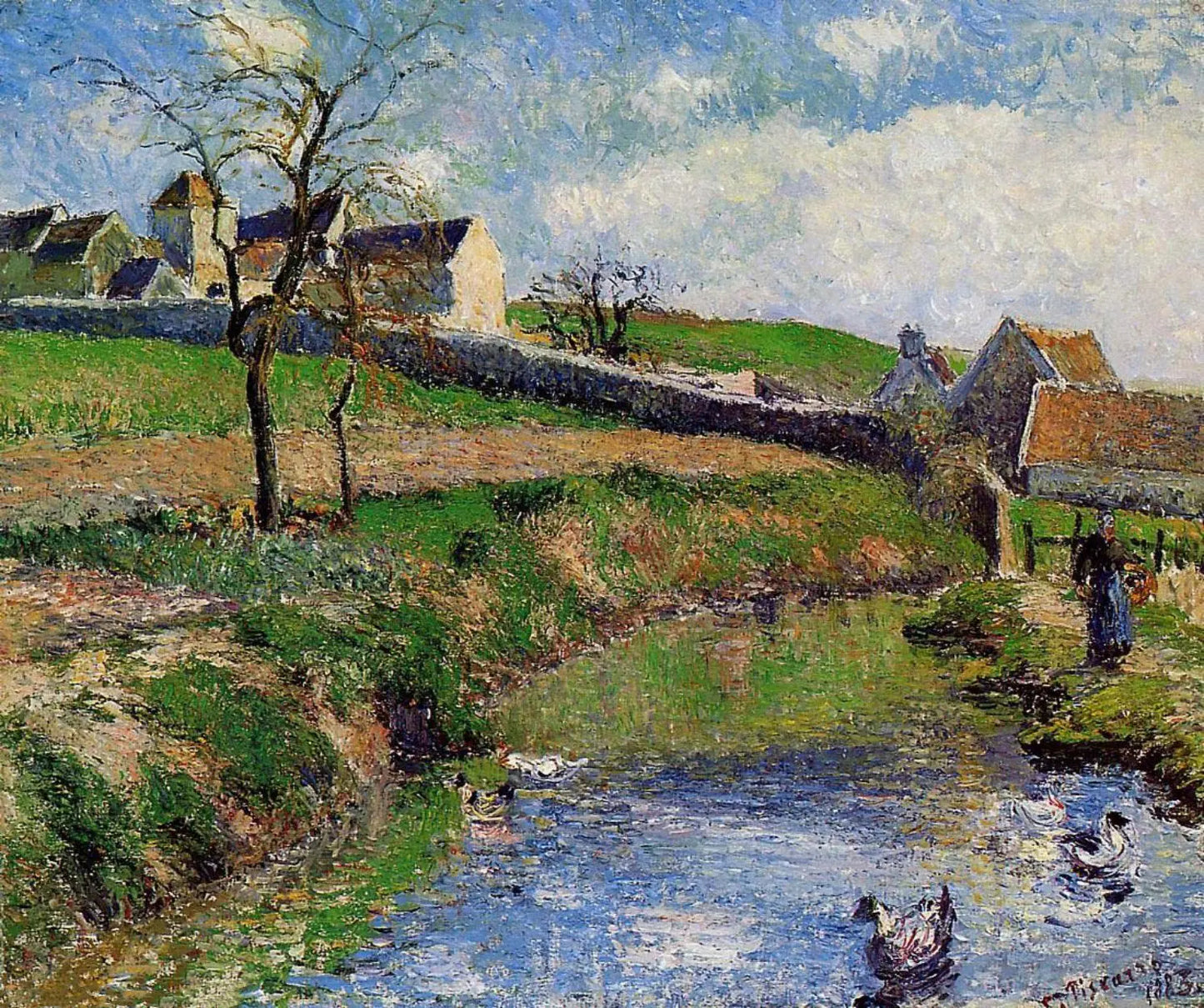 {{ product_title }} Fine Art Print | {{ product_vendor }} Jakero77 Camille Pissarro - Farm of Le Friche at Osny (1882) Signed - 17" x 22" Art Print Art Print Jakero77