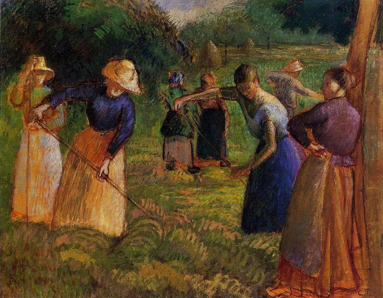 {{ product_title }} Fine Art Print | {{ product_vendor }} Jakero77 Camille Pissarro - Haymaking in Eragny (1901) Signed - 17" x 22" Fine Art Print Art Print Jakero77