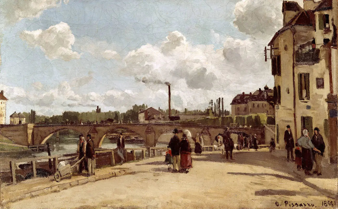 {{ product_title }} Fine Art Print | {{ product_vendor }} Jakero77 Camille Pissarro - Quai du Pothuis, Pontoise (1868) Signed - 17" x 22" Art Print Art Print Jakero77