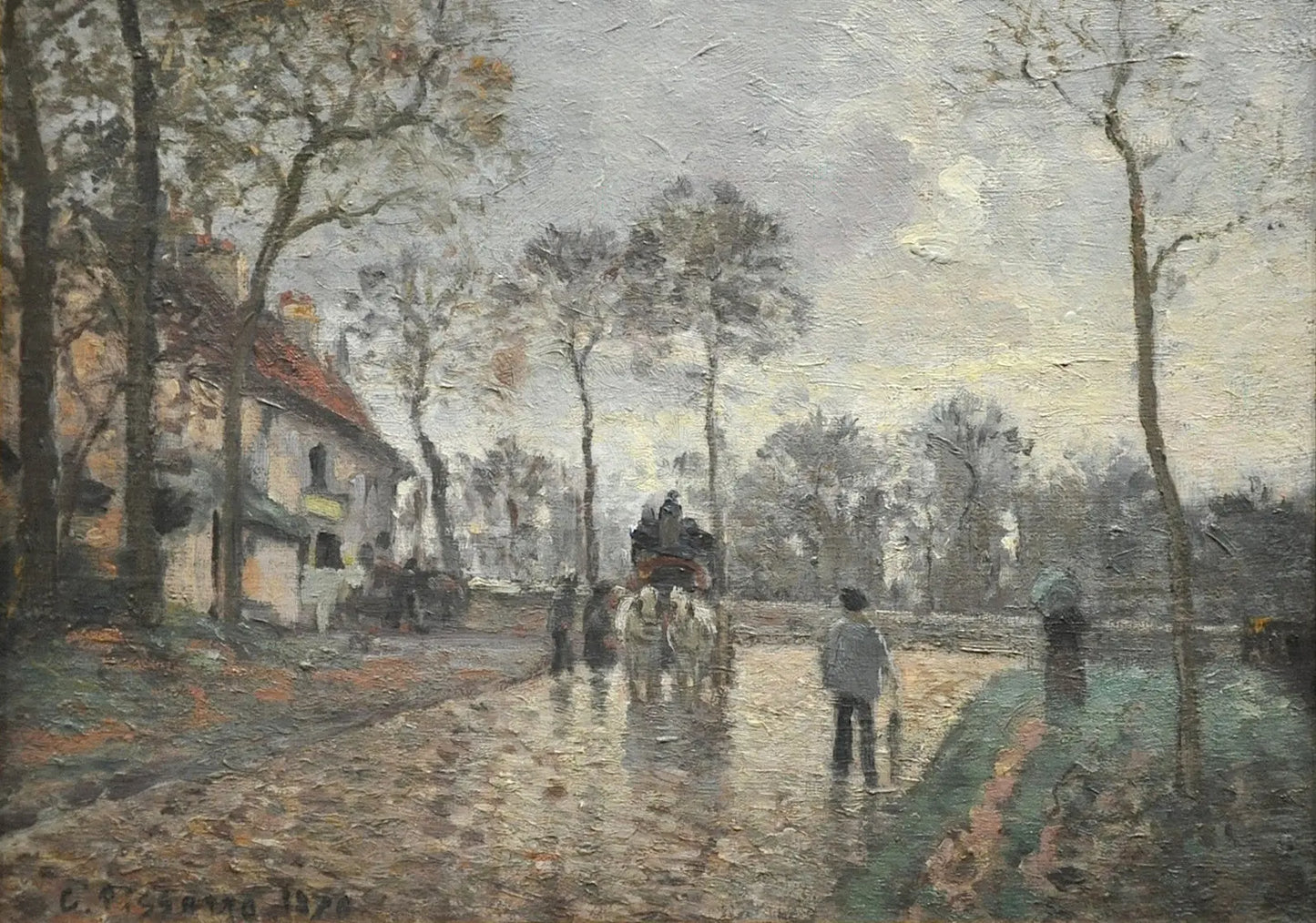 {{ product_title }} Fine Art Print | {{ product_vendor }} Jakero77 Camille Pissarro - Stagecoach to Louveciennes (1870) Signed - 17" x 22" Art Print Art Print Jakero77