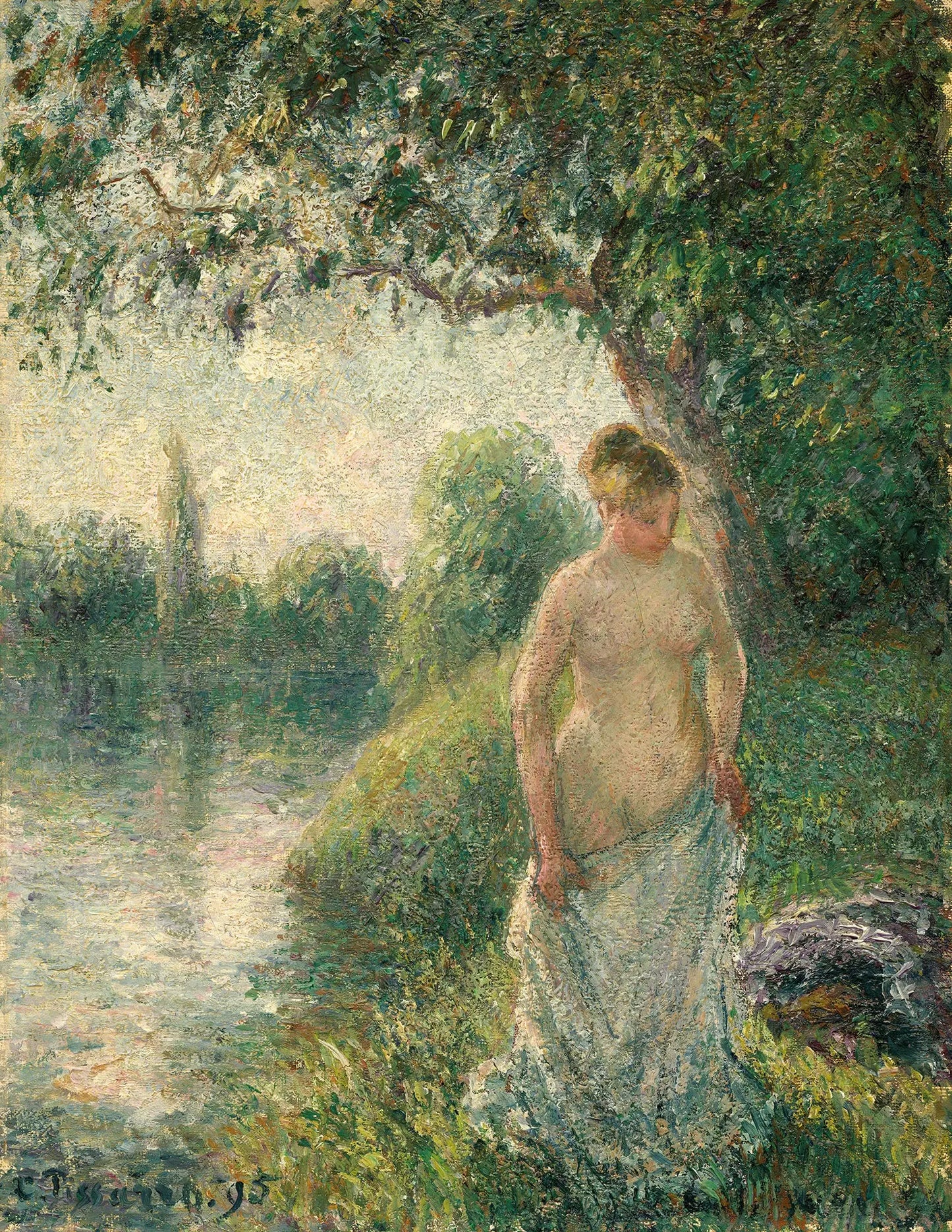 {{ product_title }} Fine Art Print | {{ product_vendor }} Jakero77 Camille Pissarro - The Bather Nude (1895) Signed - 17" x 22" Fine Art Print Art Print Jakero77