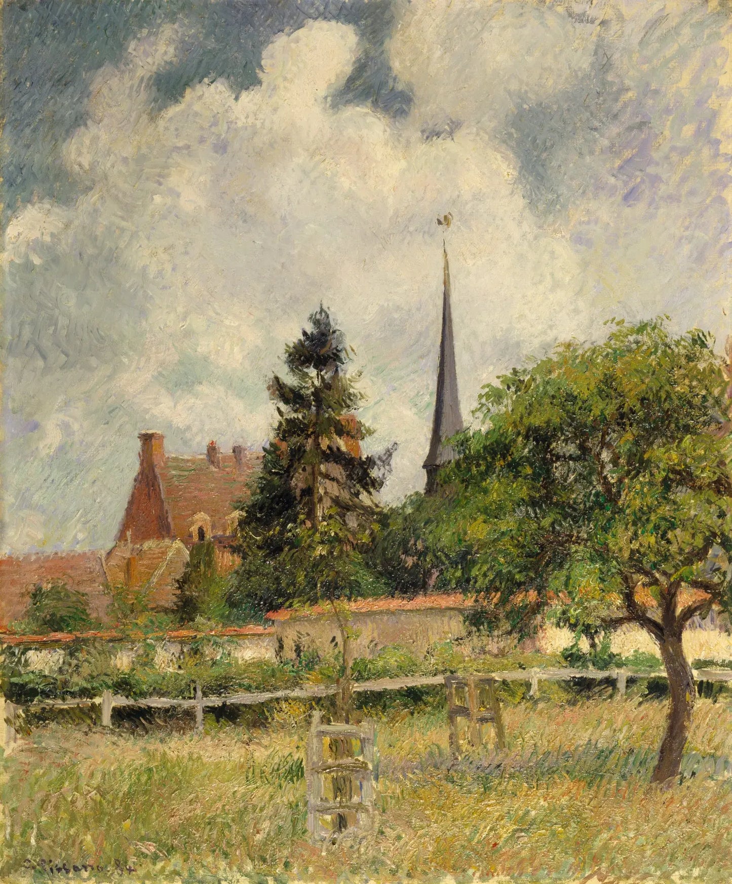 {{ product_title }} Fine Art Print | {{ product_vendor }} Jakero77 Camille Pissarro - The Church at Eragny (1884) Signed - 17" x 22" Fine Art Print Art Print Jakero77