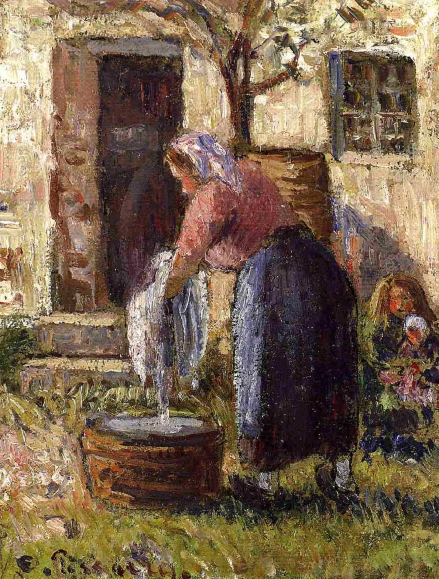 {{ product_title }} Fine Art Print | {{ product_vendor }} Jakero77 Camille Pissarro - The Laundry Woman (1898) Signed - 17" x 22" Fine Art Print Art Print Jakero77