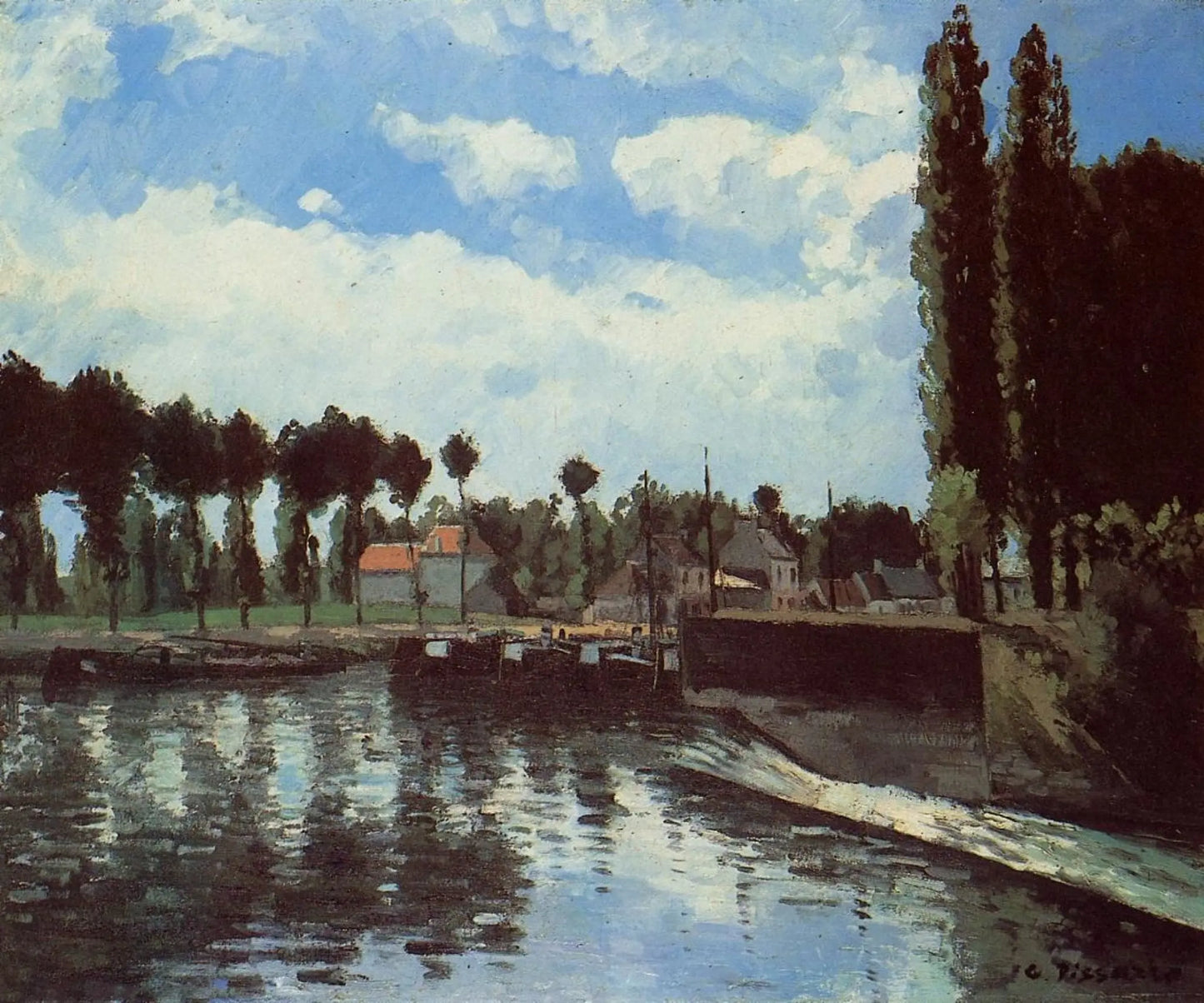 {{ product_title }} Fine Art Print | {{ product_vendor }} Jakero77 Camille Pissarro - The Lock at Pontoise (1868) Signed - 17" x 22" Fine Art Print Art Print Jakero77