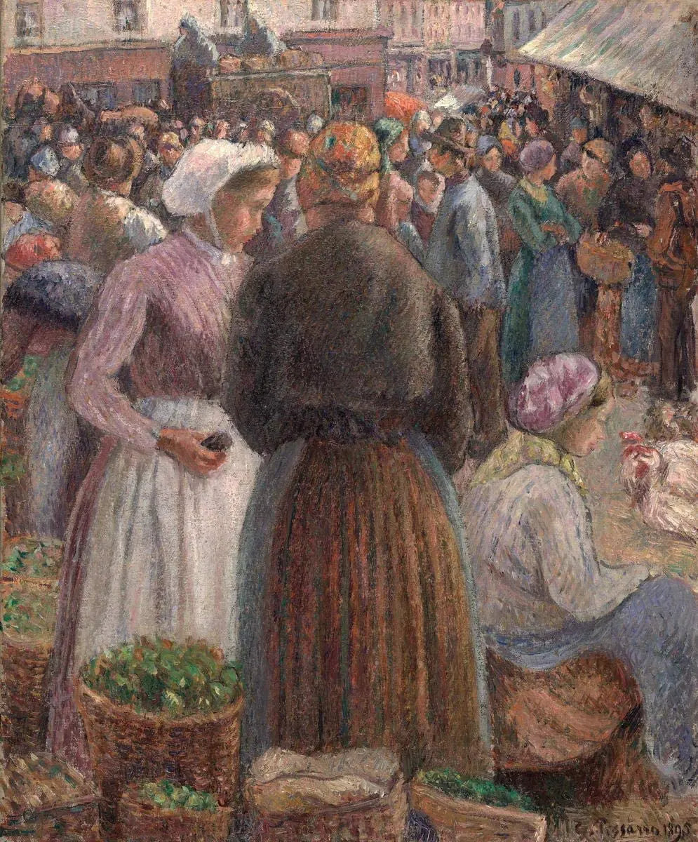 {{ product_title }} Fine Art Print | {{ product_vendor }} Jakero77 Camille Pissarro - The Market at Gisors (1895) Signed - 17" x 22" Fine Art Print Art Print Jakero77