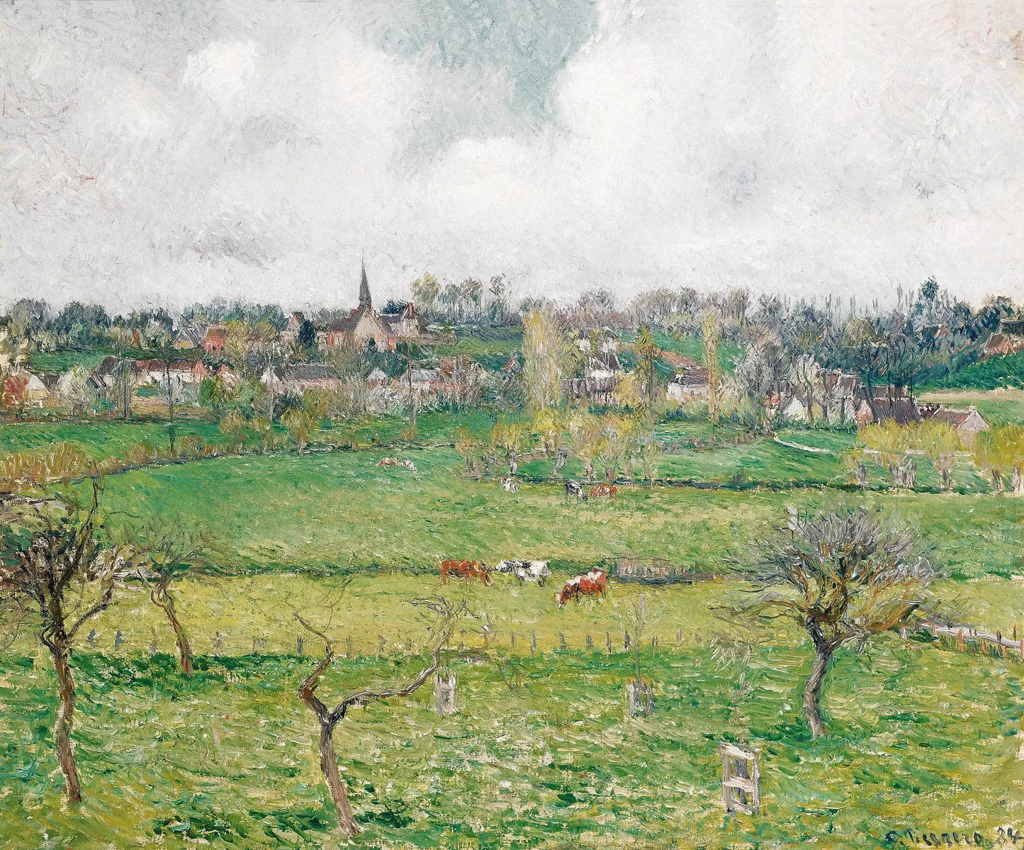 {{ product_title }} Fine Art Print | {{ product_vendor }} Jakero77 Camille Pissarro - Vue de Bazincourt (1884) Signed - 17" x 22" Fine Art Print Art Print Jakero77