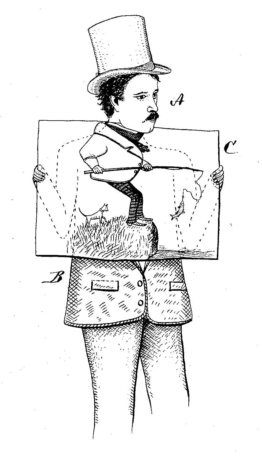 {{ product_title }} Fine Art Print | {{ product_vendor }} Jakero77 Cassius Coolidge - Man Holding up Comic Foreground Putting Him in Fishing Scene (1874) - 17"x22" Fine Art Print Art Print Jakero77