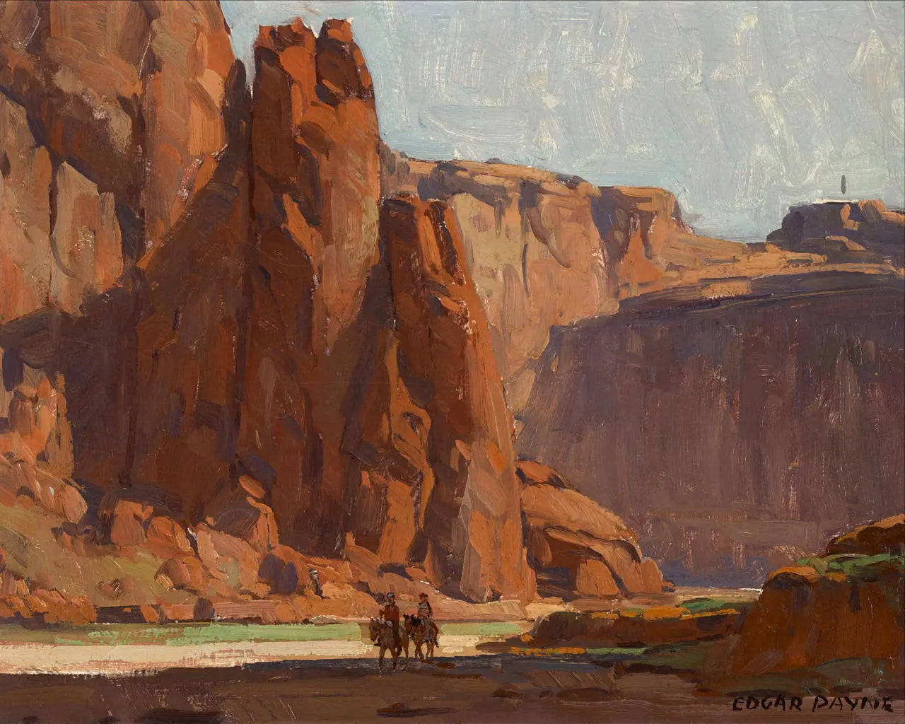 {{ product_title }} Fine Art Print | {{ product_vendor }} Jakero77 Edgar Payne - Arizona Canyon Horseback Riders (de Chelly) 1921 Signed - 17" x 22" Fine Art Print Art Print Jakero77