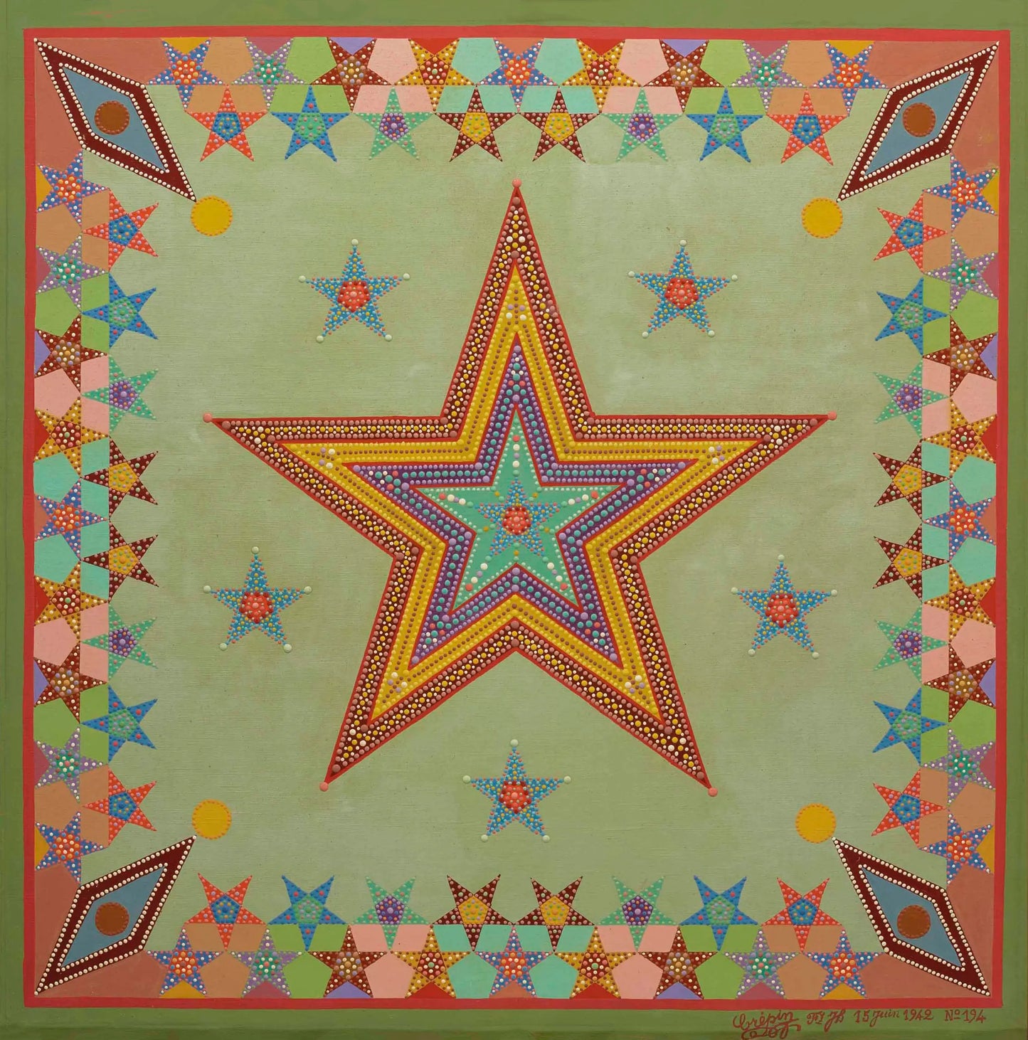 {{ product_title }} Fine Art Print | {{ product_vendor }} Jakero77 Fleury-Joseph Crepin - Étoile (1942) Dotted Star Painting - 17" x 22" Art Print Art Print Jakero77