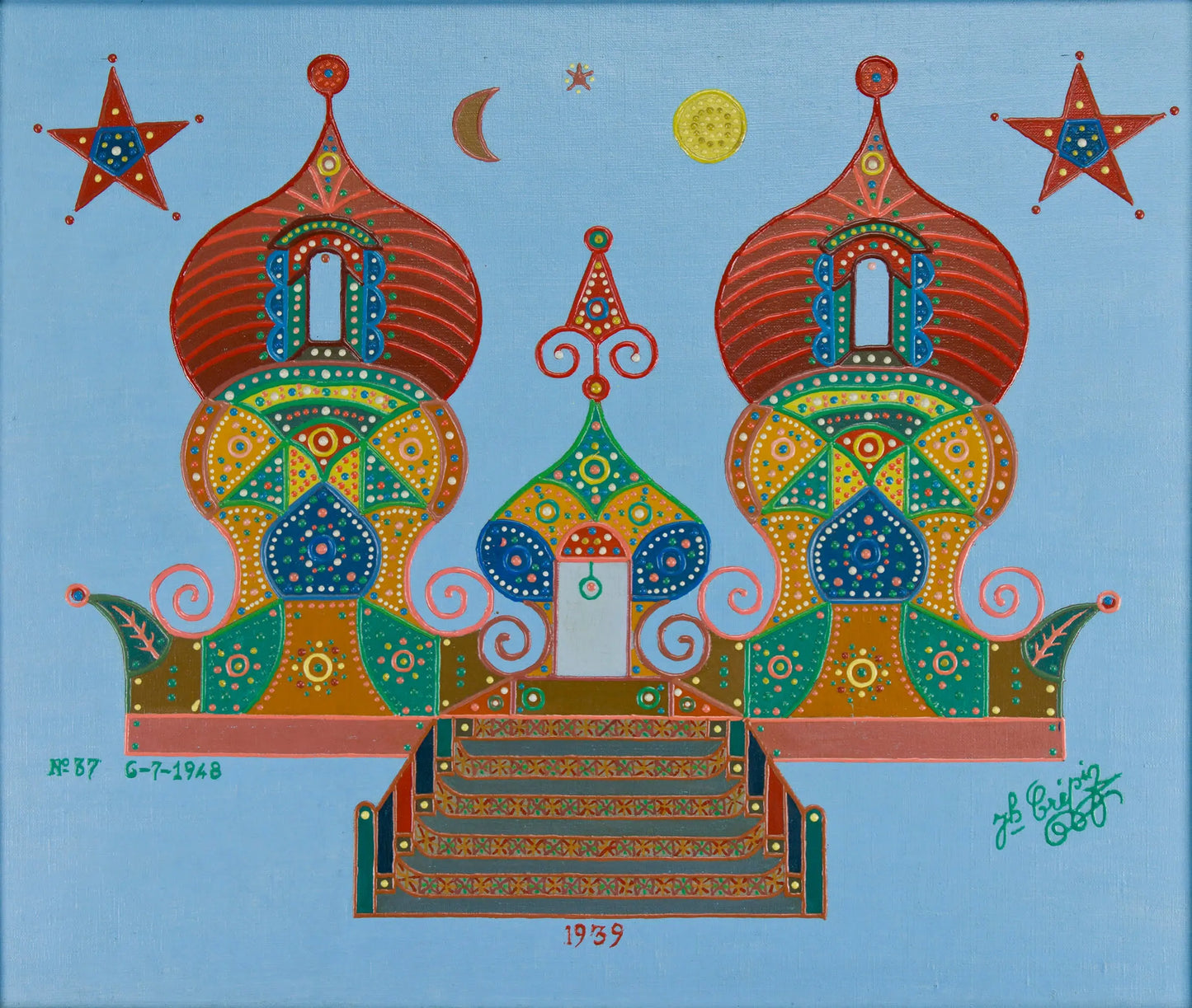 {{ product_title }} Fine Art Print | {{ product_vendor }} Jakero77 Fleury-Joseph Crepin - Temple (1939) Dotted Painting - 17" x 22" Art Print Art Print Jakero77