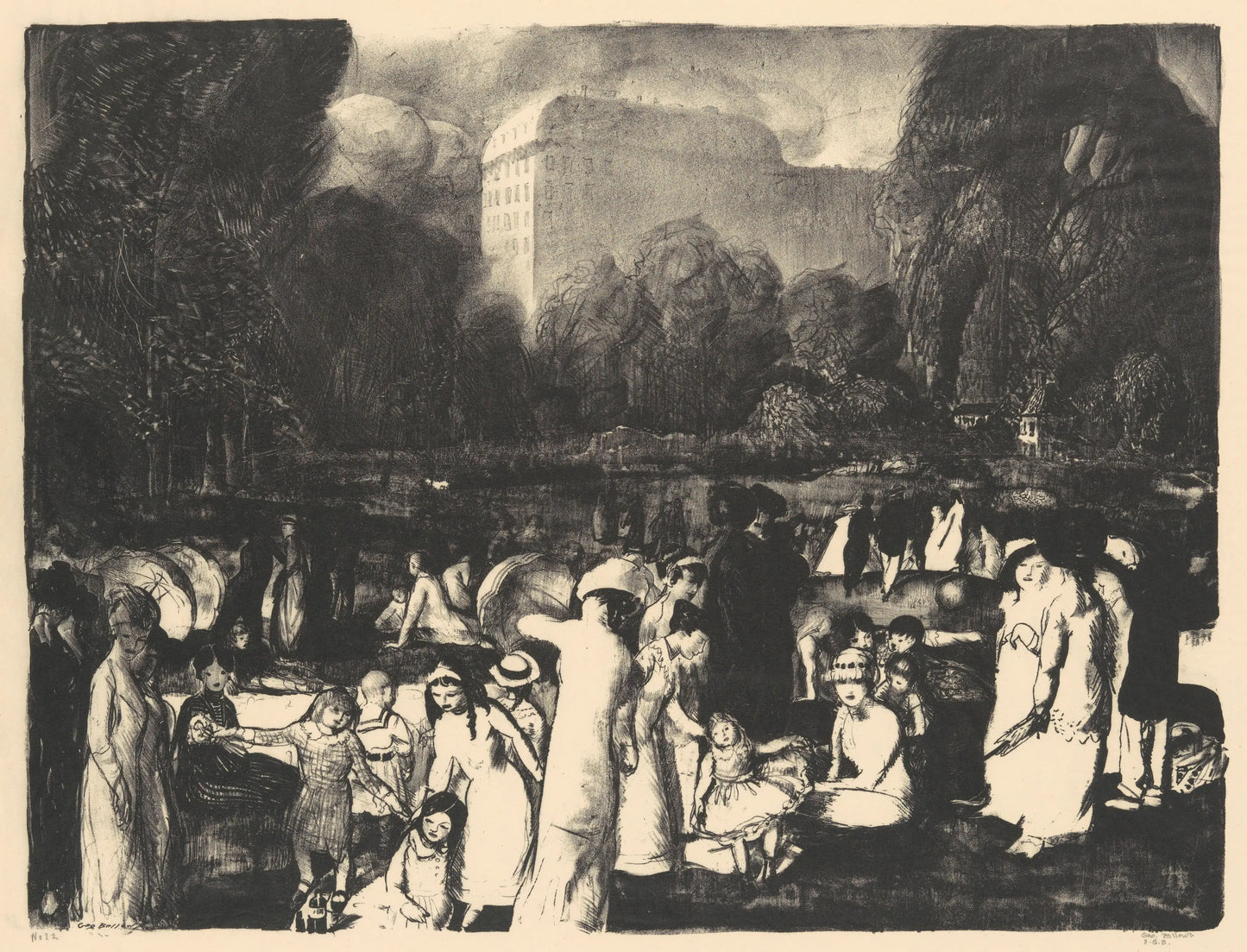{{ product_title }} Fine Art Print | {{ product_vendor }} Jakero77 George Bellows - In the Park (1916) New York Central Park Signed - 17"x22" Print Art Print Jakero77