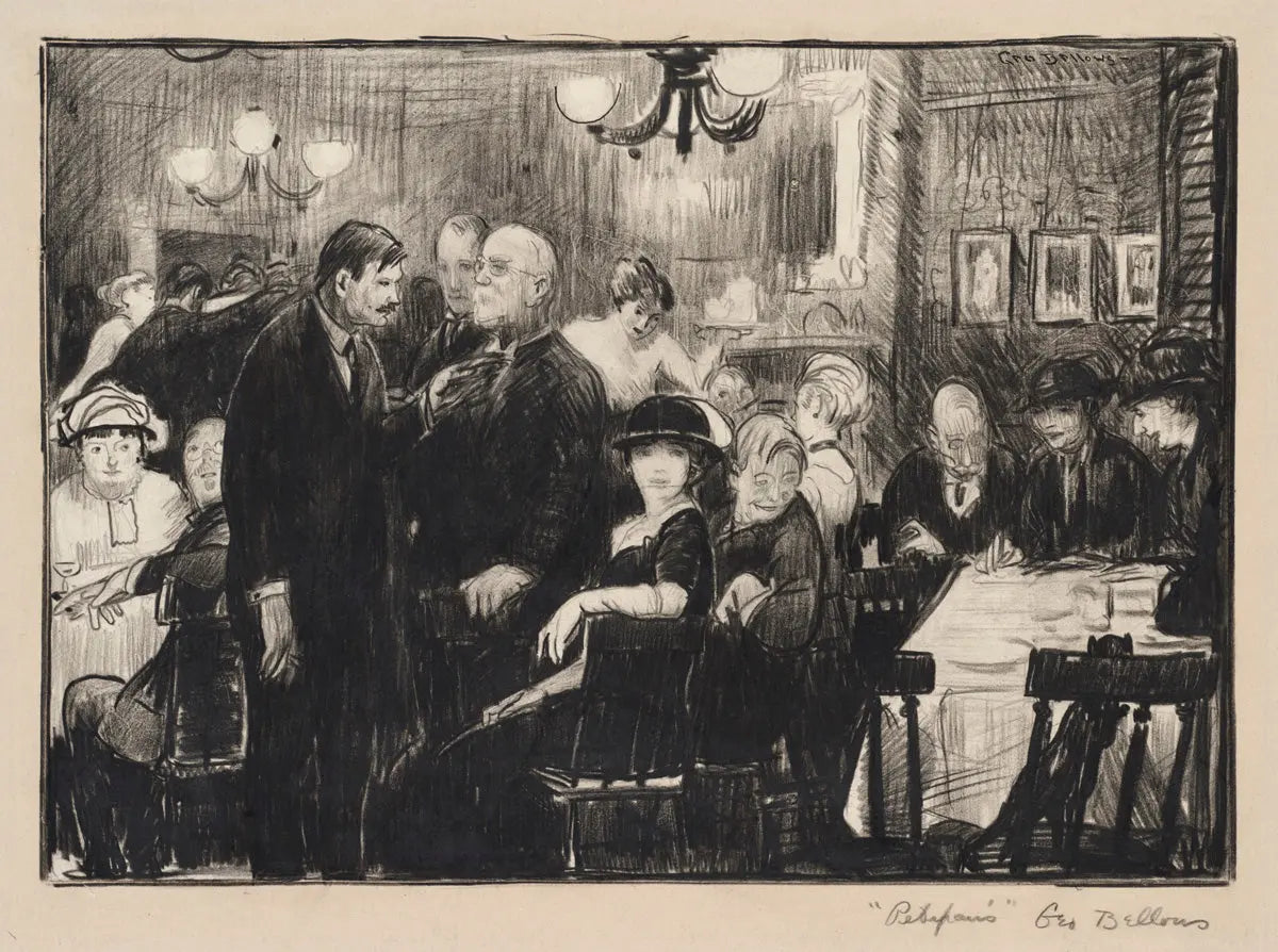 {{ product_title }} Fine Art Print | {{ product_vendor }} Jakero77 George Bellows - Night at Petipas (1914) Signed - 17" x 22" Fine Art Print Art Print Jakero77