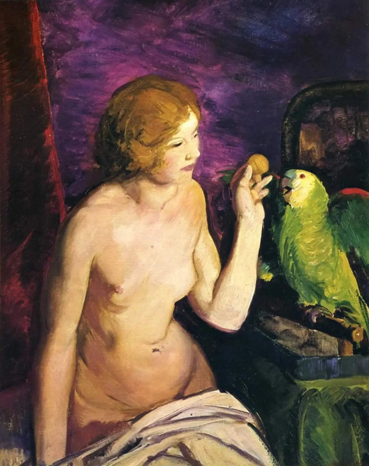 {{ product_title }} Fine Art Print | {{ product_vendor }} Jakero77 George Bellows - Nude Girl With Parrot (1915) - 17" x 22" Fine Art Print Art Print Jakero77