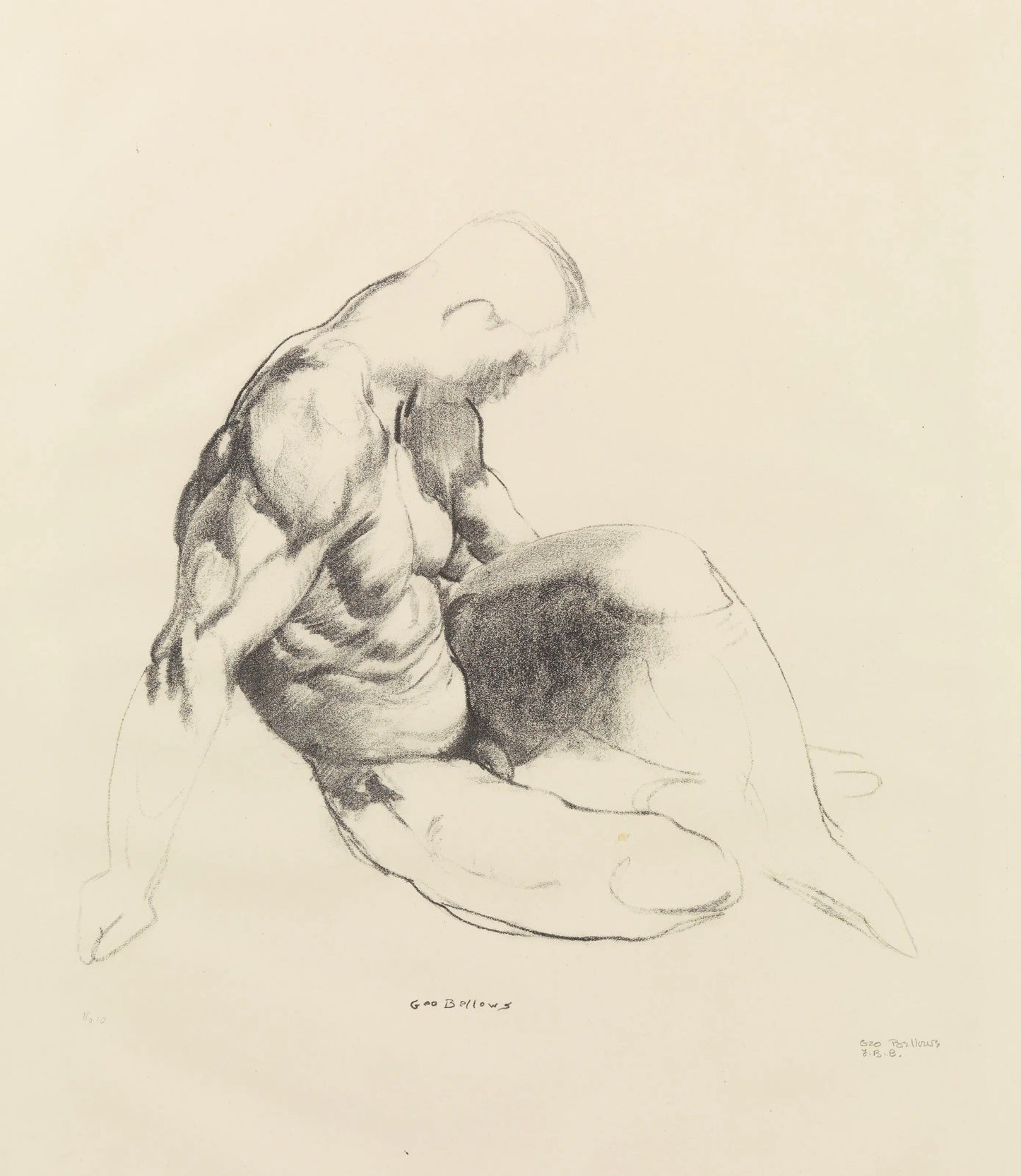 {{ product_title }} Fine Art Print | {{ product_vendor }} Jakero77 George Bellows - Nude Male Torso Sketch (1916) Signed - 17" x 22" Fine Art Print Art Print Jakero77