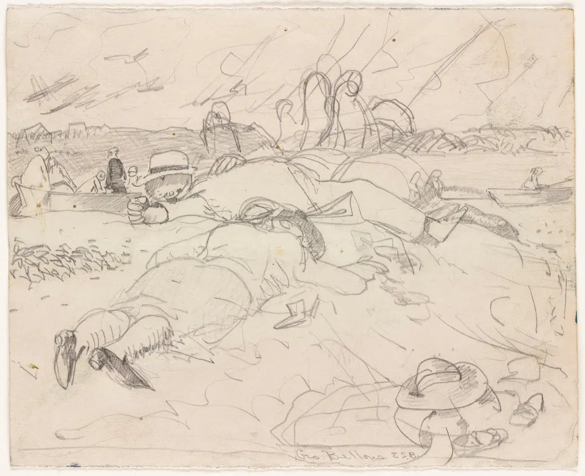 {{ product_title }} Fine Art Print | {{ product_vendor }} Jakero77 George Bellows - The Beach and Girl on Beach (1919) Signed - 17" x 22" Art Print Art Print Jakero77