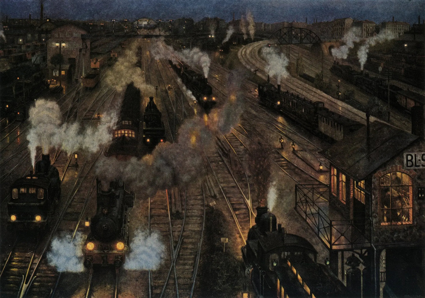 {{ product_title }} Fine Art Print | {{ product_vendor }} Jakero77 Hans Baluschek - Big City Train Station (1904) - 17" x 22" Fine Art Print Art Print Jakero77
