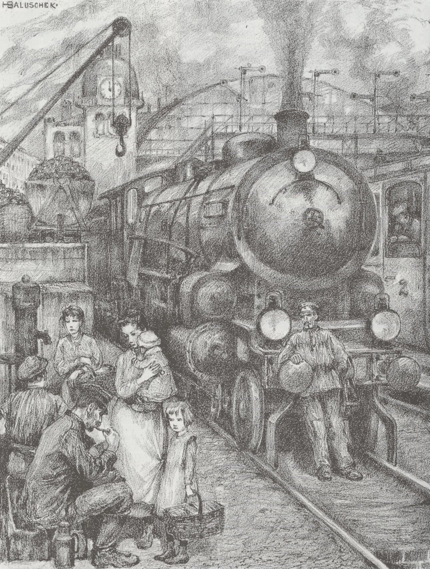 {{ product_title }} Fine Art Print | {{ product_vendor }} Jakero77 Hans Baluschek - Die Locomotive (1921) Signed - 17" x 22" Fine Art Print Art Print Jakero77