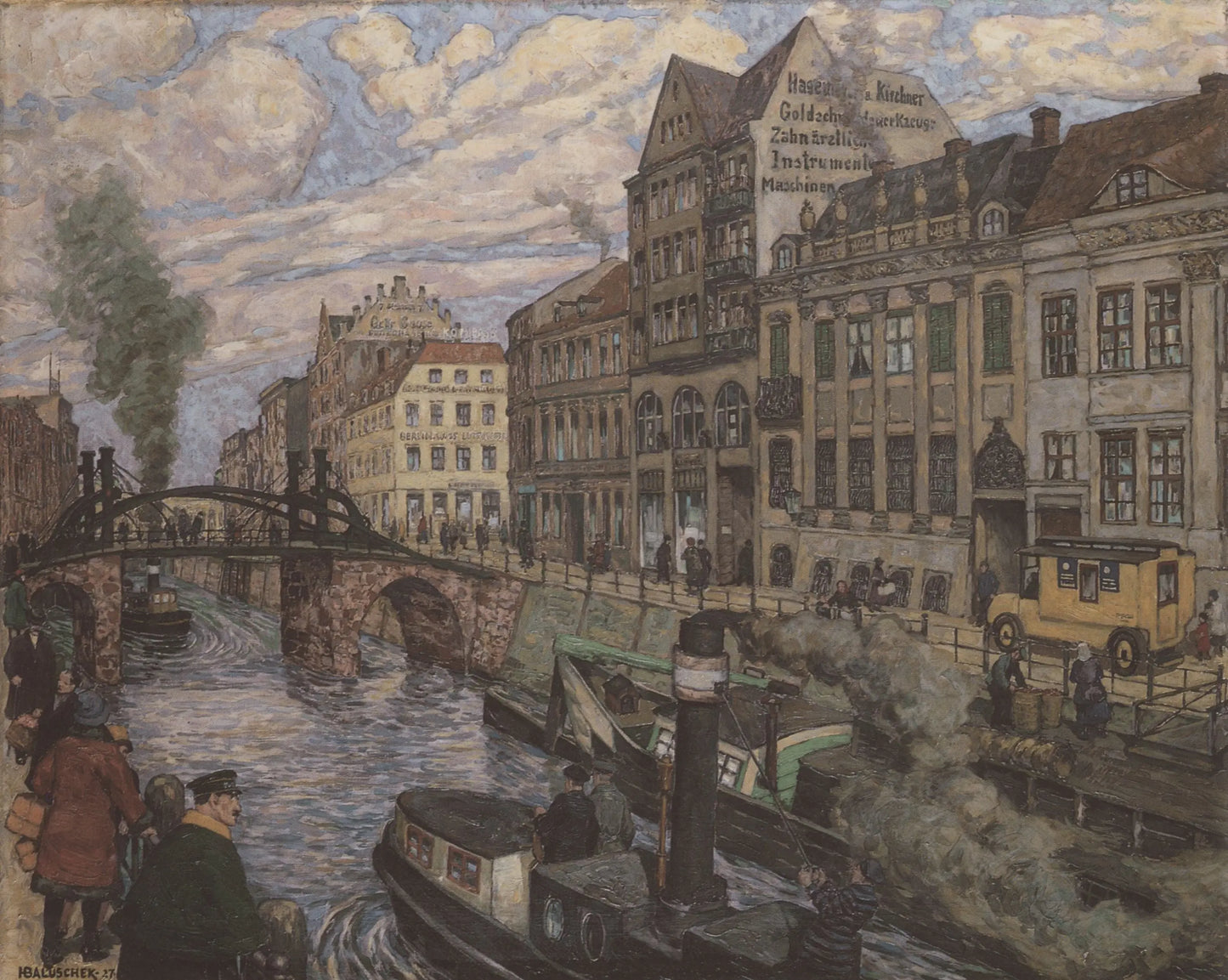 {{ product_title }} Fine Art Print | {{ product_vendor }} Jakero77 Hans Baluschek - Friedrichsgracht (Maiden Bridge) Signed (1927) - 17"x22" Art Print Art Print Jakero77
