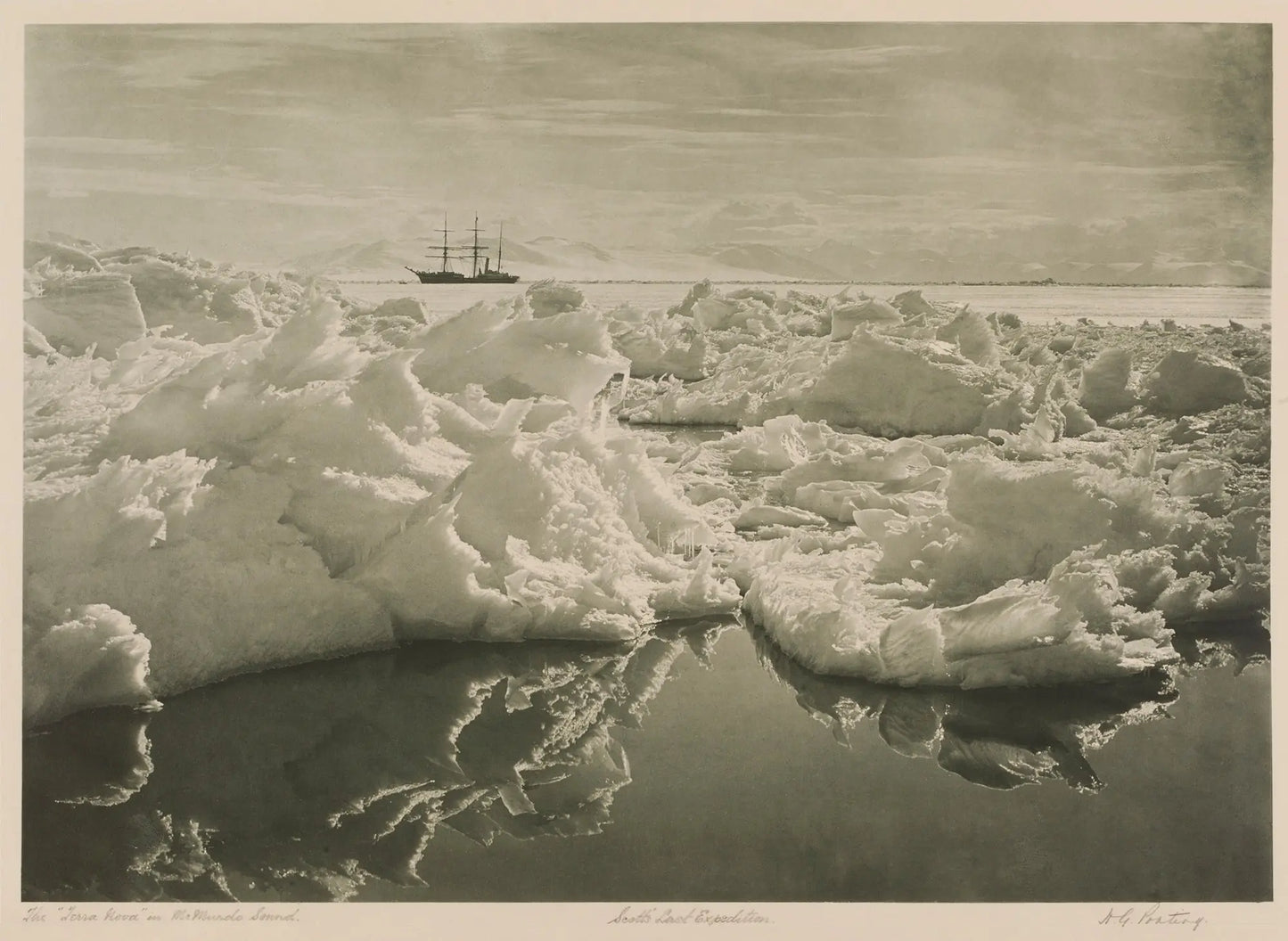 {{ product_title }} Fine Art Print | {{ product_vendor }} Jakero77 Herbert Ponting - Terra Nova Anchored in McMurdo Sound, Antarctica (1911) -17"x22" Fine Art Print Art Print Jakero77