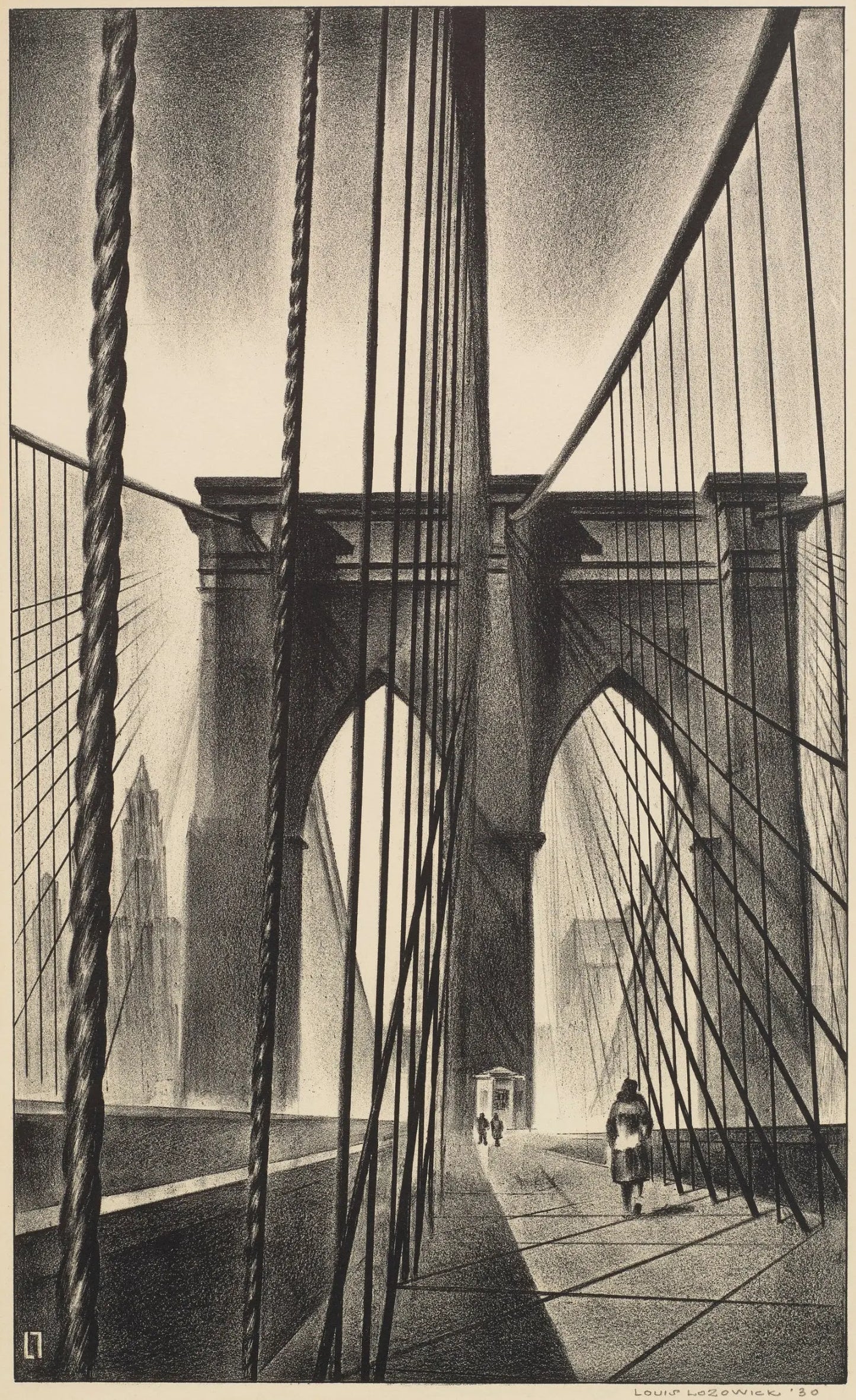 {{ product_title }} Fine Art Print | {{ product_vendor }} Jakero77 Louis Lozowick - Brooklyn Bridge, New York City (1930) - 17" x 22" Fine Art Print Art Print Jakero77
