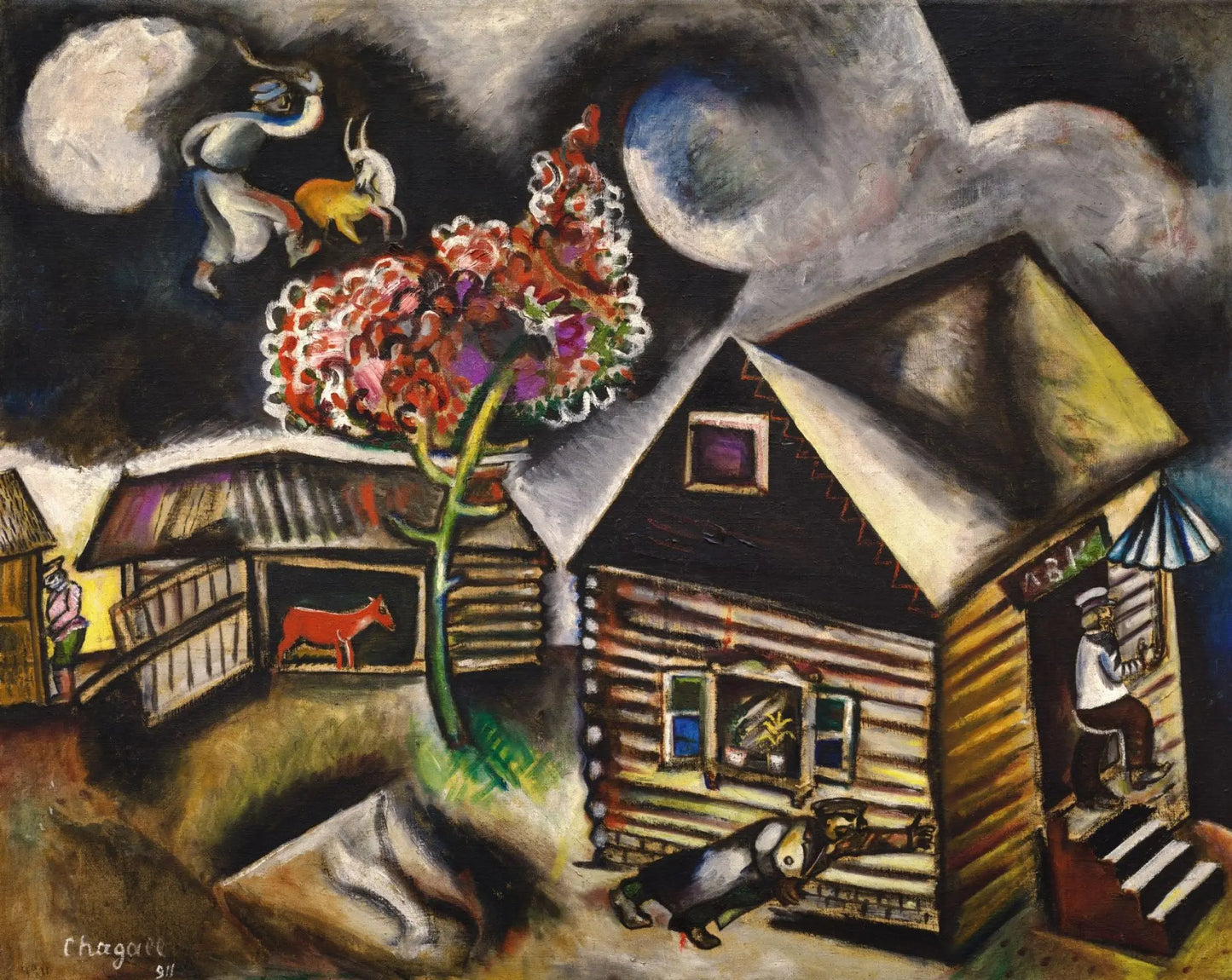 {{ product_title }} Fine Art Print | {{ product_vendor }} Jakero77 Marc Chagall - Rain (1911) Signed - 17" x 22" Fine Art Print Art Print Jakero77