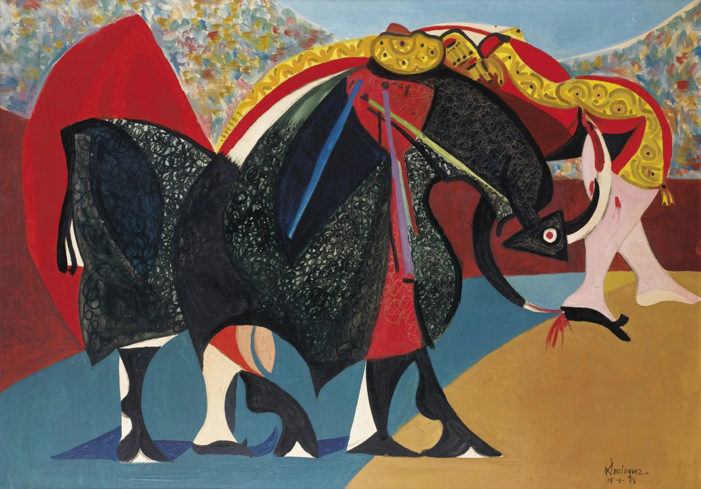 {{ product_title }} Fine Art Print | {{ product_vendor }} Jakero77 Oscar Dominguez - Death of a Bullfighter 1956 Signed - 17" x 22" Fine Art Print Art Print Jakero77