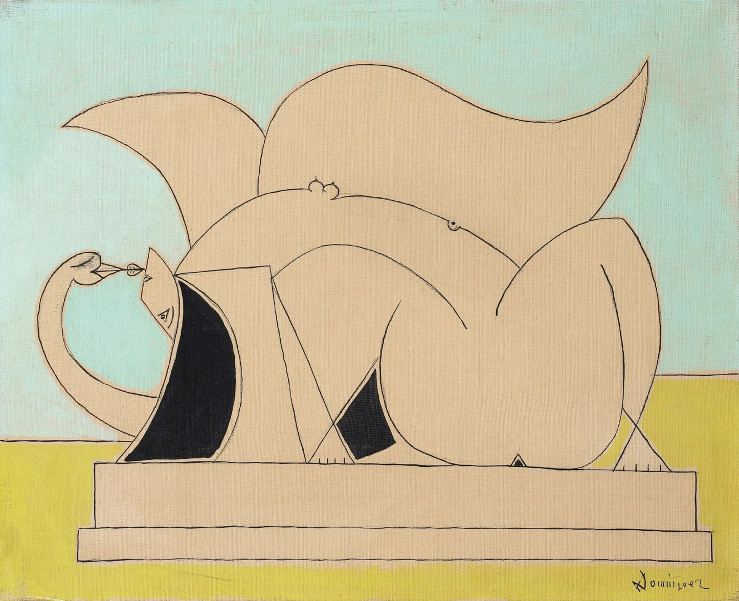 {{ product_title }} Fine Art Print | {{ product_vendor }} Jakero77 Oscar Dominguez - Leda ou Femme Couchee Signed - 17" x 22" Fine Art Print Art Print Jakero77