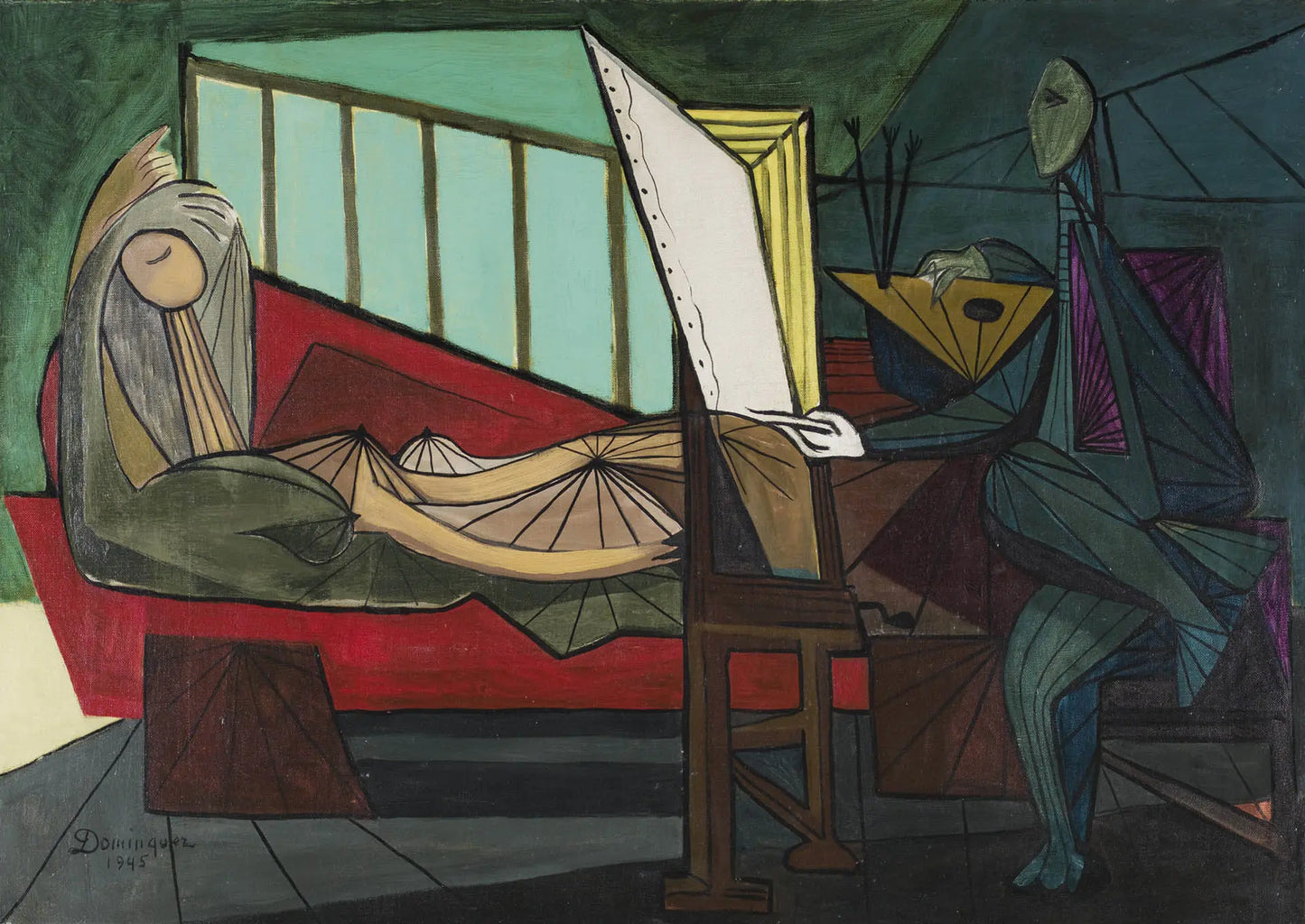 {{ product_title }} Fine Art Print | {{ product_vendor }} Jakero77 Oscar Dominguez - The Painter and his Model (1945) Signed - 17" x 22" Art Print Art Print Jakero77