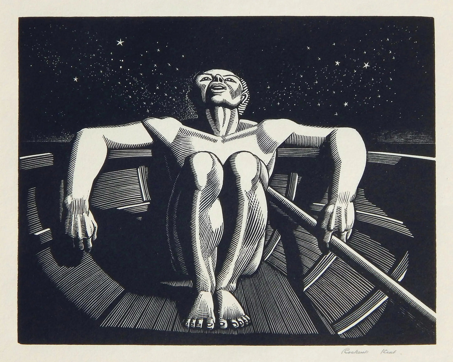 {{ product_title }} Fine Art Print | {{ product_vendor }} Jakero77 Rockwell Kent - Drifter (1933) Signed - 17" x 22" Fine Art Print Art Print Jakero77