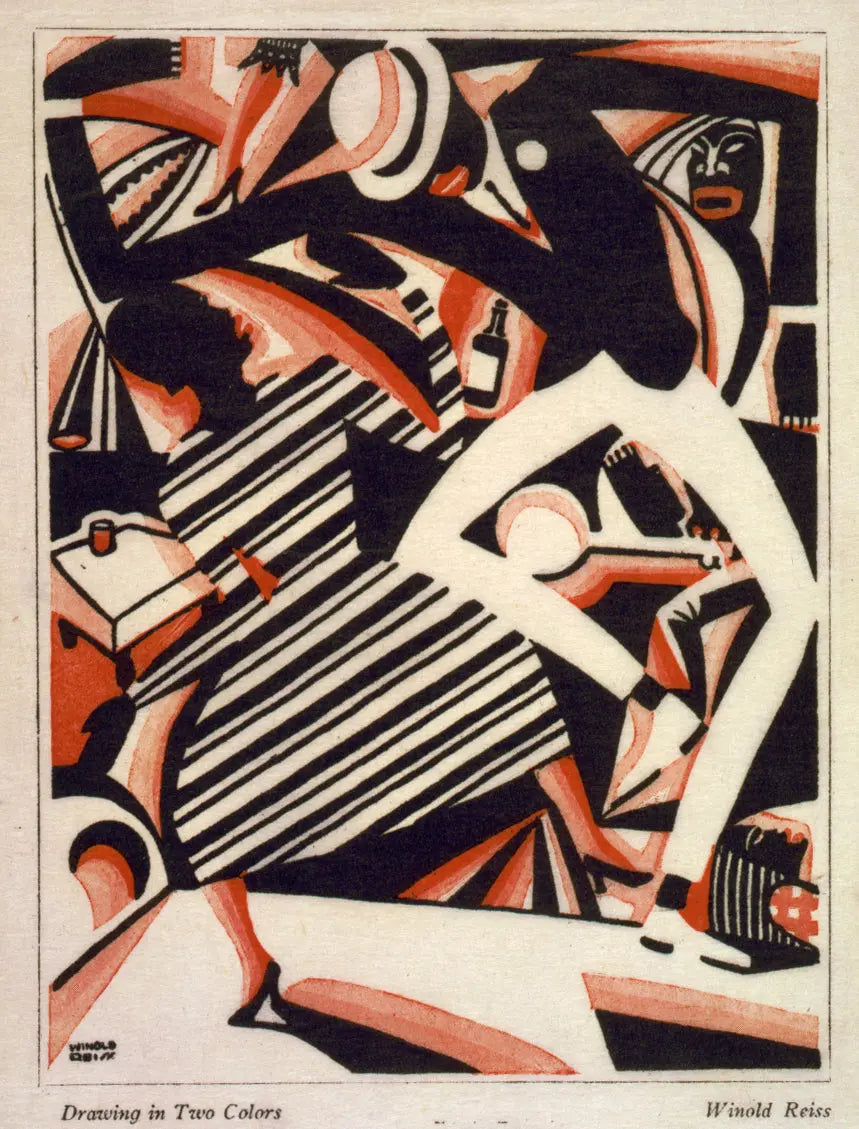 {{ product_title }} Fine Art Print | {{ product_vendor }} Jakero77 Winold Reiss - Drawing in Two Colors, Harlem Jazz Art Deco (1920) Signed - 17"x22" Fine Art Print Art Print Jakero77