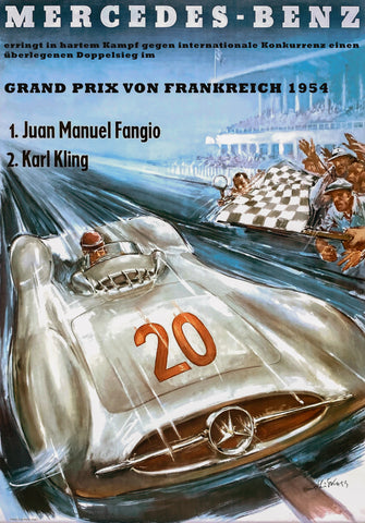 Grand Prix AF Frankrig 1954 Mercedes Benz Joey's Bedroom Friends TV - 17" x 22" Fine Art Print