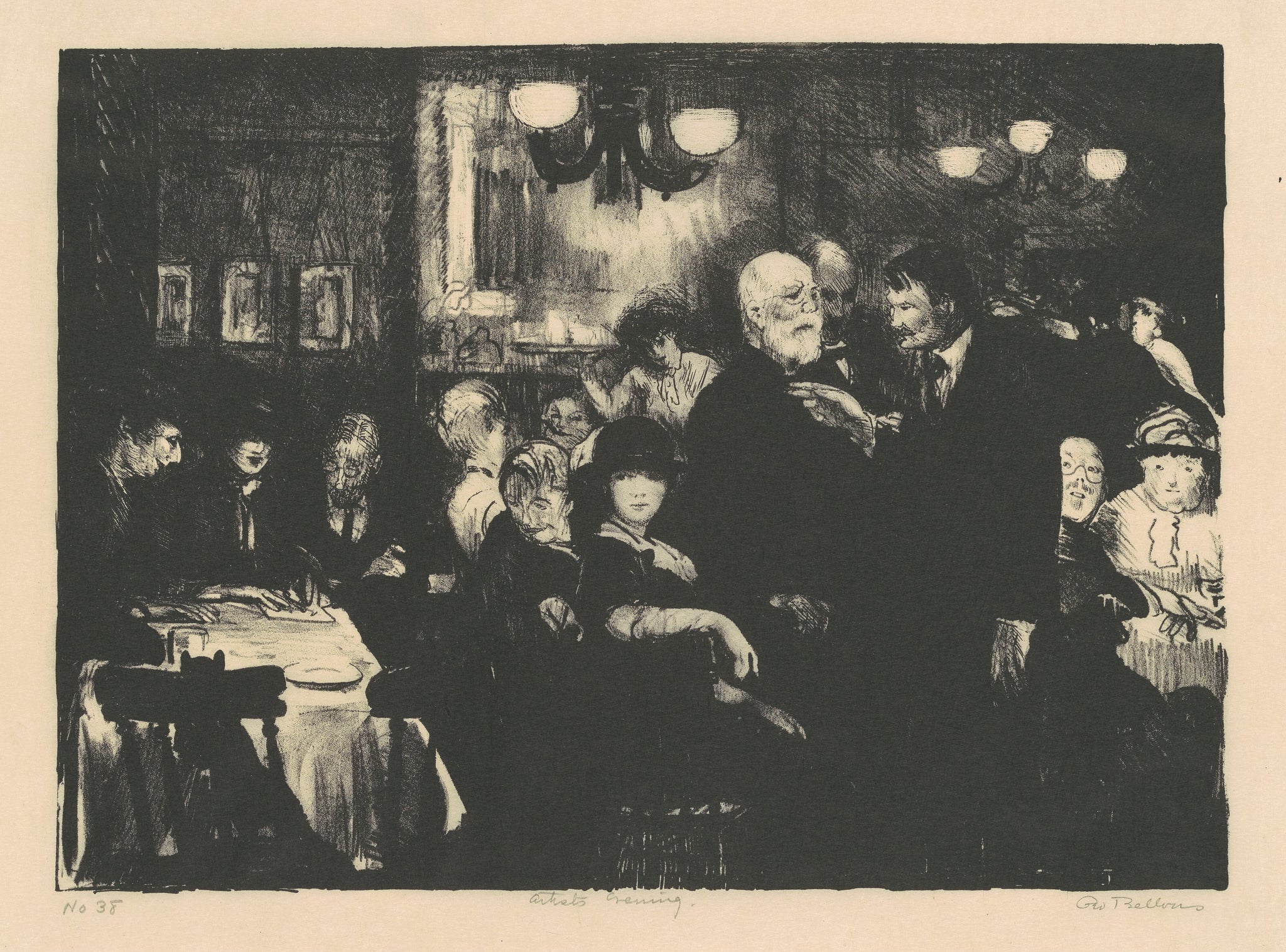 George Bellows - Artist's Evening (1916) Signed - 17" x 22" Fine Art Print