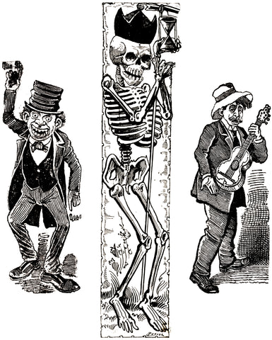 Jose Guadalupe Posada - Madman Skeleton & Musician (1890) - 17" x 22" Art Print