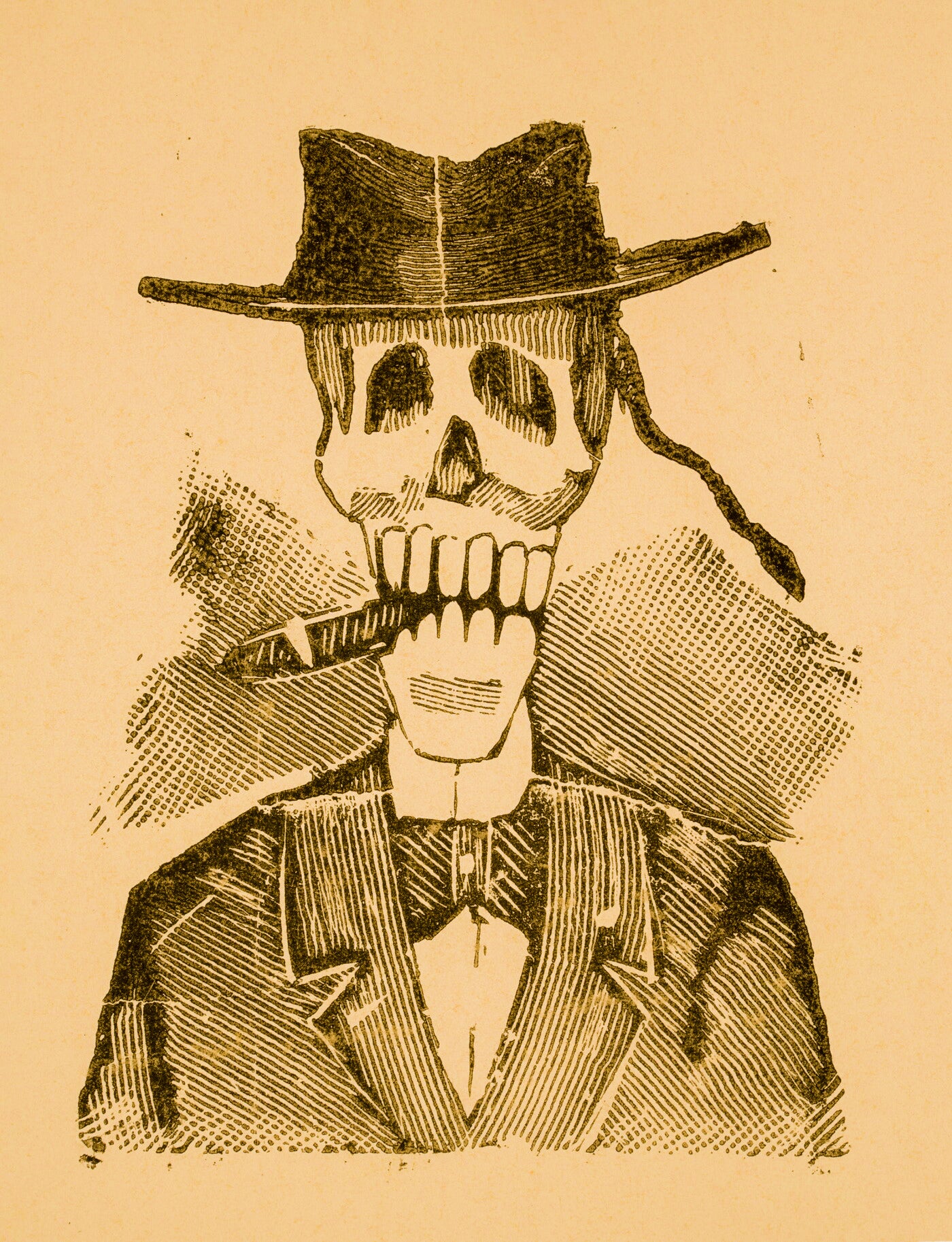 Jose Guadalupe Posada - Dapper Calavera Smoking Cigar (1910) - 17"x22" Art Print