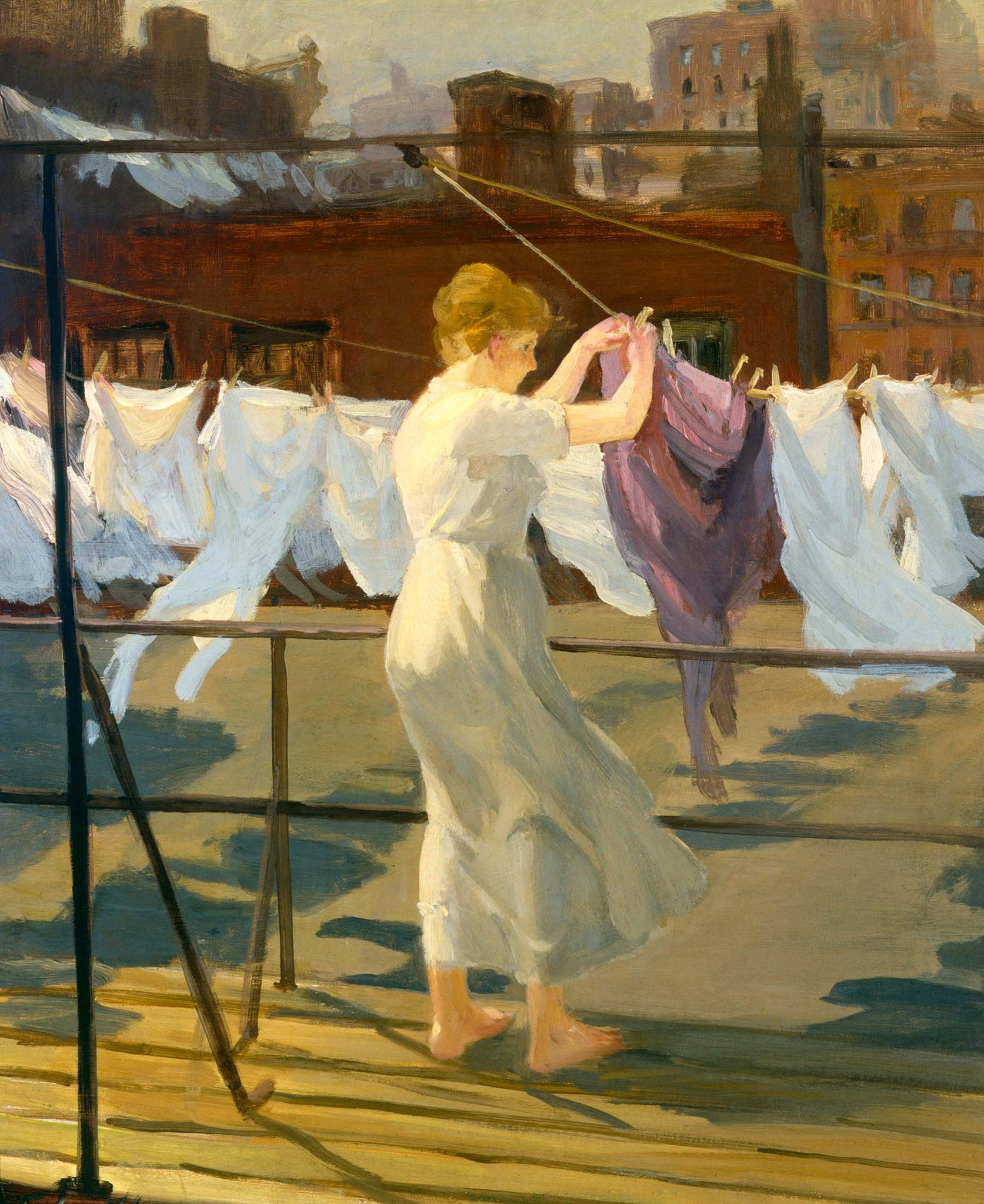 John Sloan - Sun and Wind on the Roof (1915) - 17" x 22" Fine Art Print