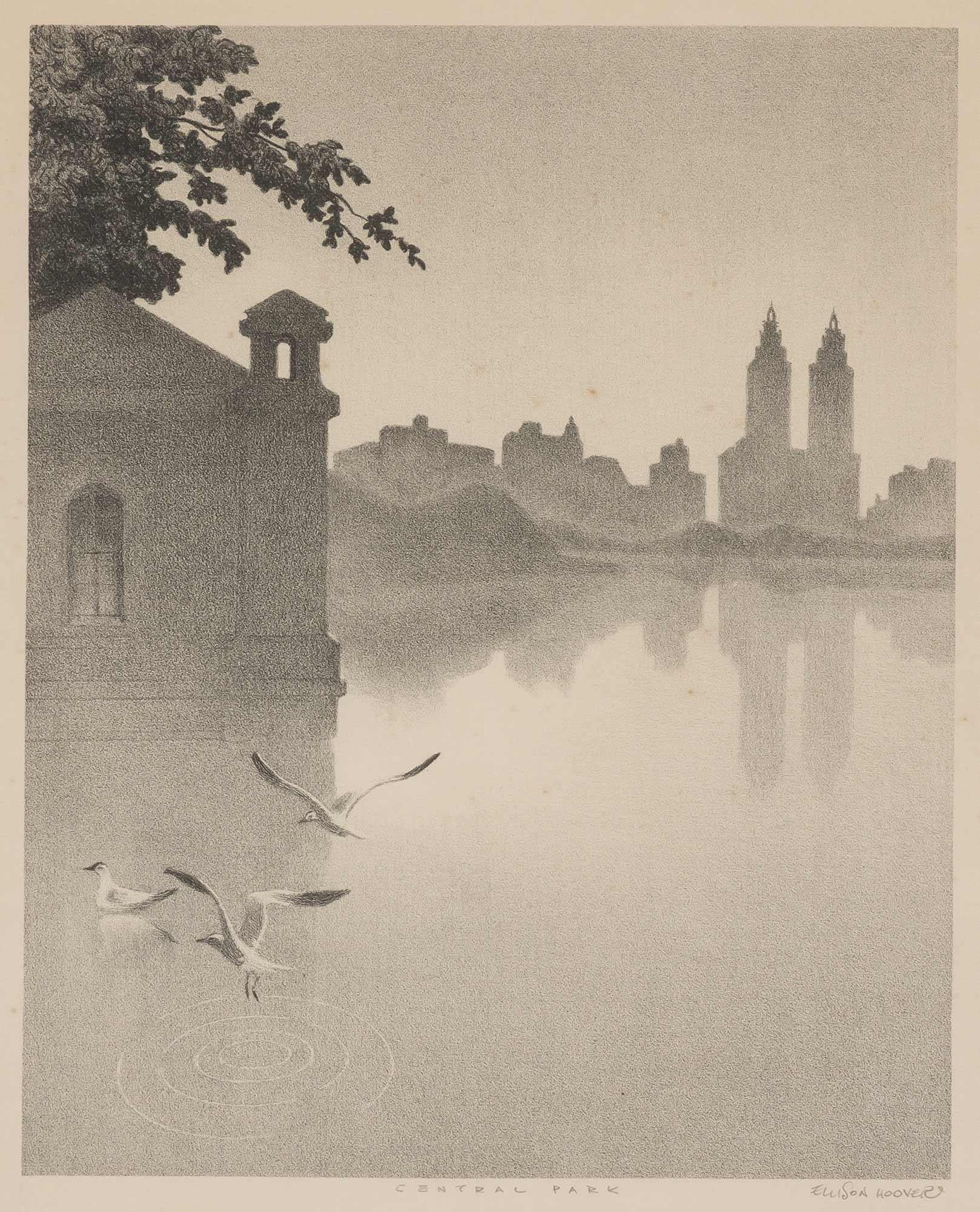 Ellison Hoover - Central Park New York City (1930) - 17" x 22" Fine Art Print