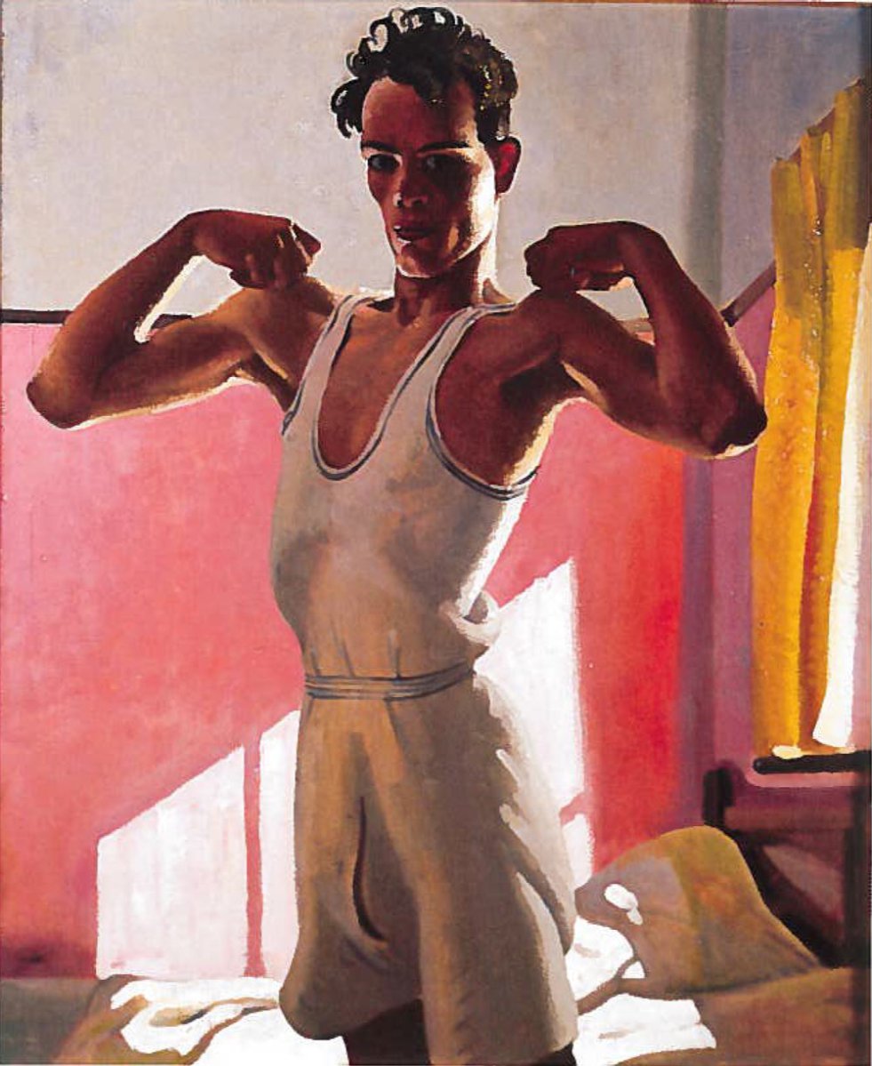 Percy Shakespeare - Morning Exercise, Self Portrait (1934) - 17" x 22" Art Print