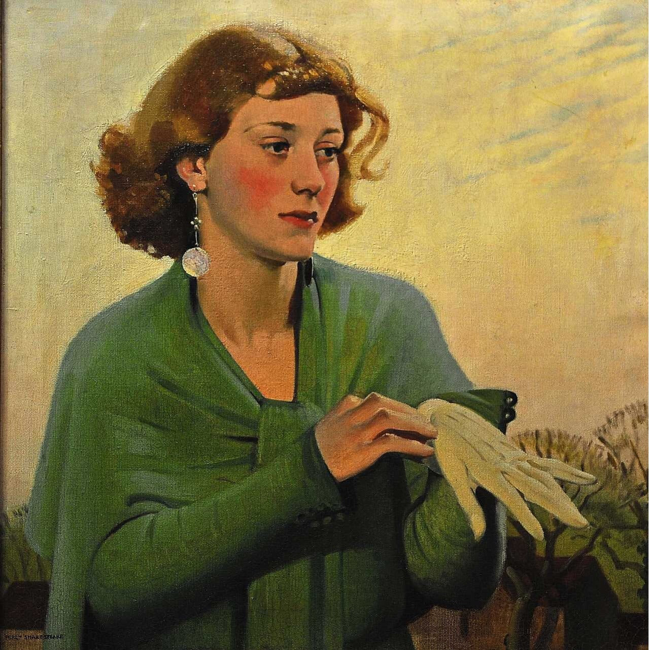 Percy Shakespeare - Lady with White Gloves (1936) - 17" x 22" Fine Art Print