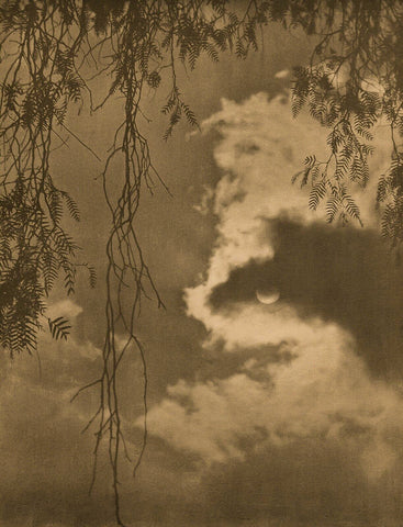 Seizo K. Katsu - Glimpse (1925) Haunting Moon Behind Clouds - 17"x22" Art Print