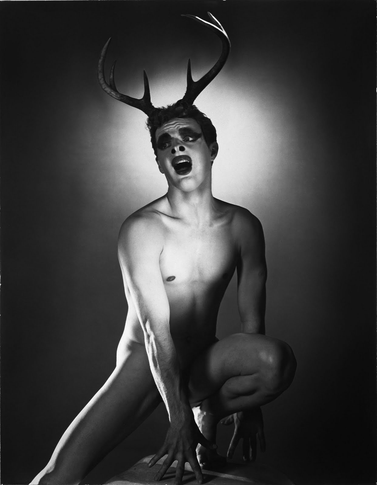 George Platt Lynes - Nude Male in Actaeon Greek Mythology (1937) - 17" x 22" Fine Art Print