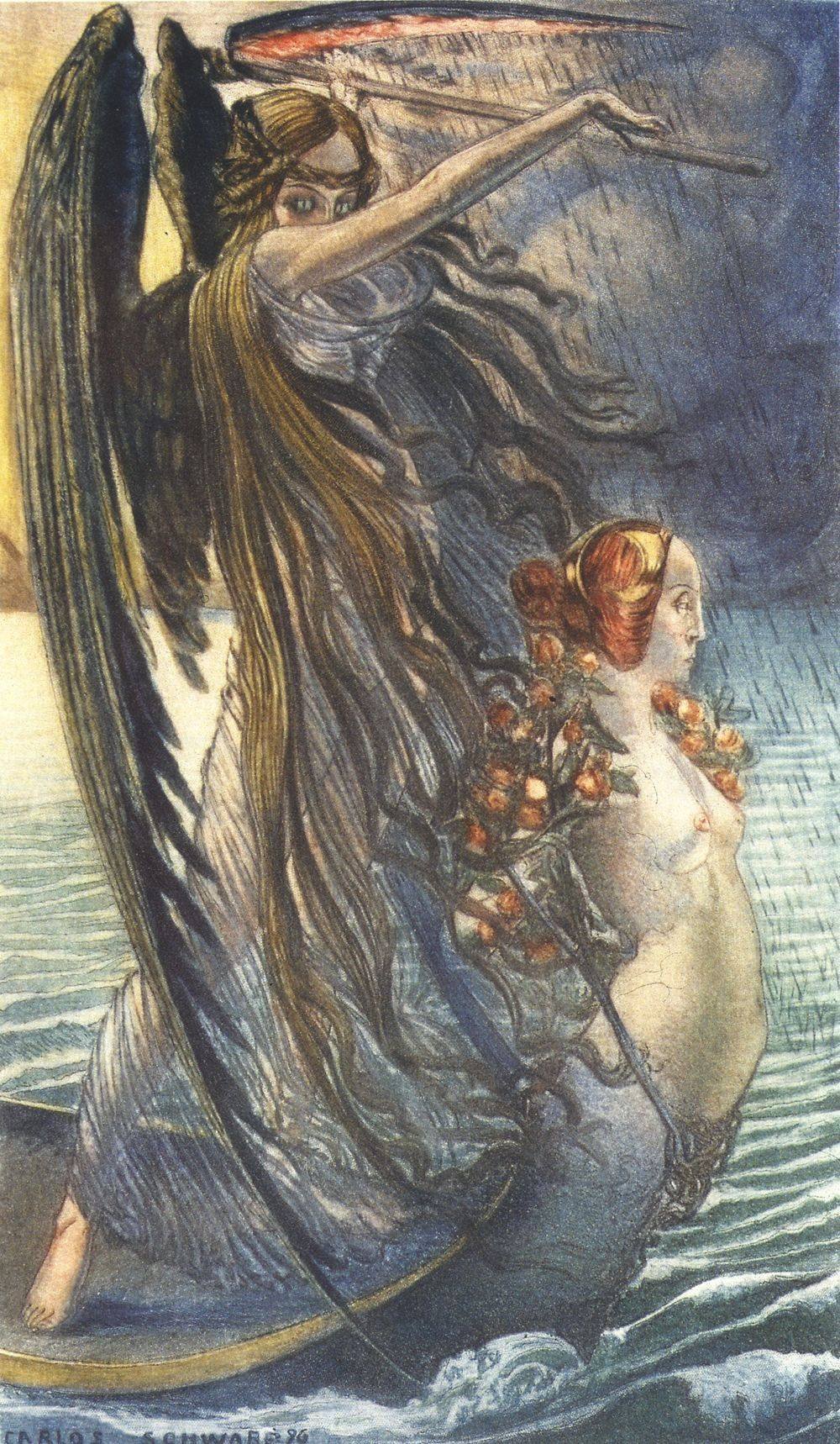 Carlos Schwabe - Fleurs du Mal Mort (1900) - 17" x 22" Fine Art Print