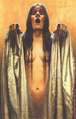 Carlos Schwabe - Study for The Wave 4 (1907) Scary Nude - 17"x22" Fine Art Print