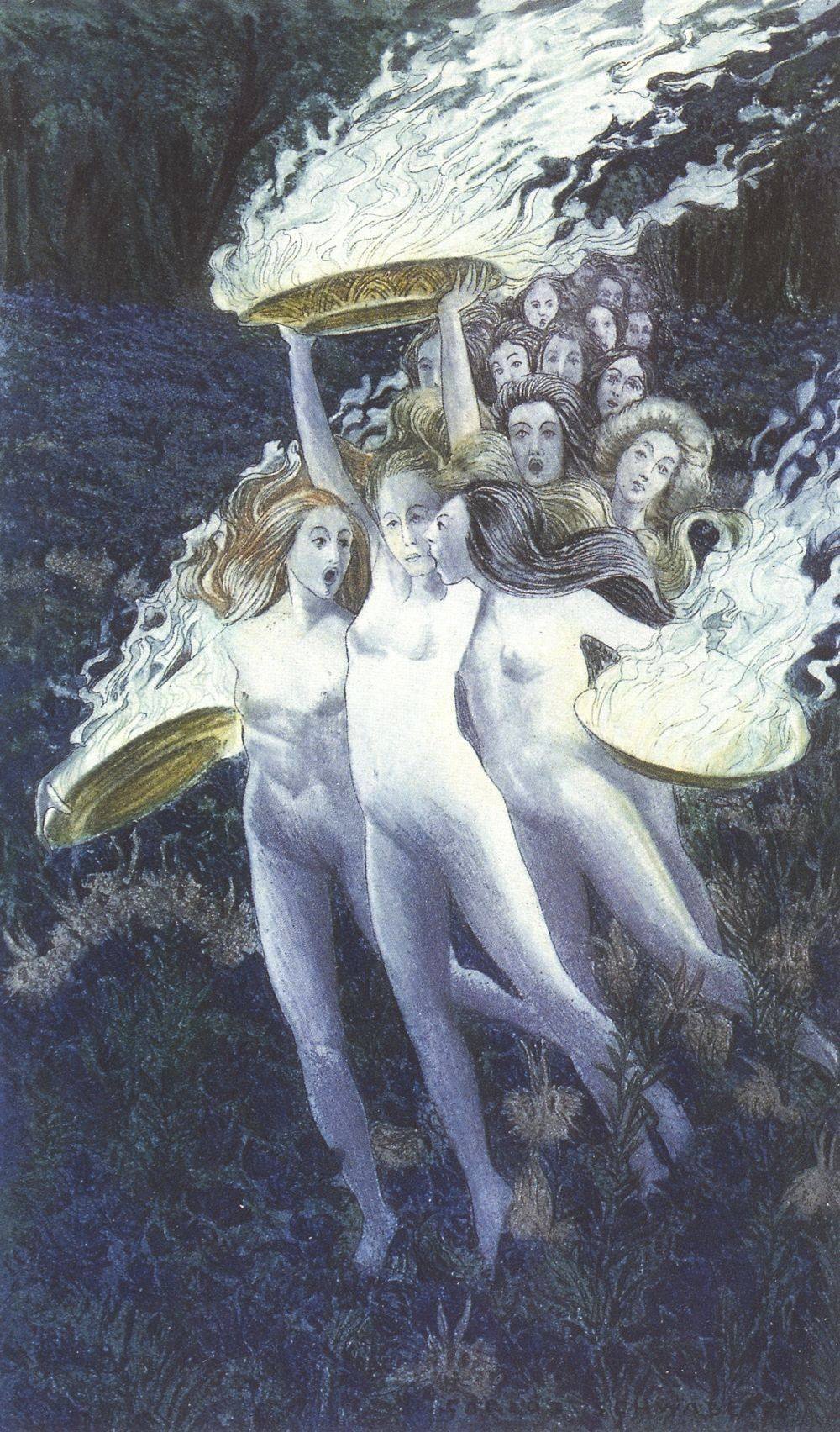 Carlos Schwabe - Les Fleurs du Mal Hymne (1900) - 17" x 22" Fine Art Print