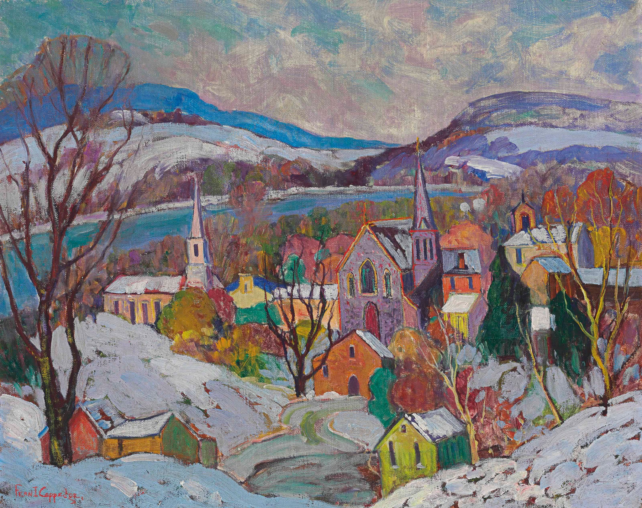 Fern Isabel Coppedge - Village Landscape (1930s) - 17" x 22" Fine Art Print